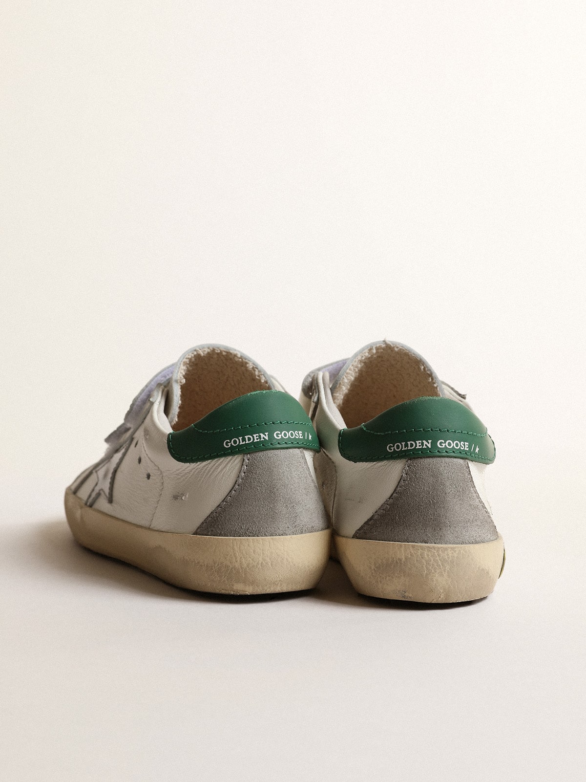 Old School Young with metallic leather star and green heel tab