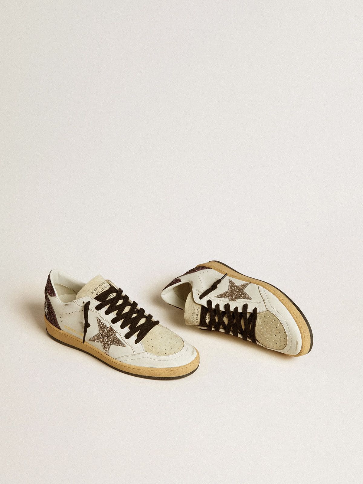 Women's Ball Star in leather and suede with glitter star and heel tab