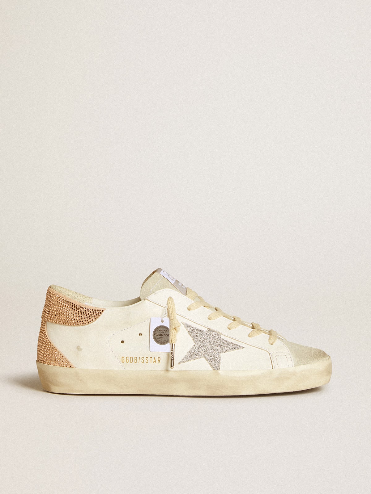 Women's Super-Star in leather with Swarovski crystal star and heel tab