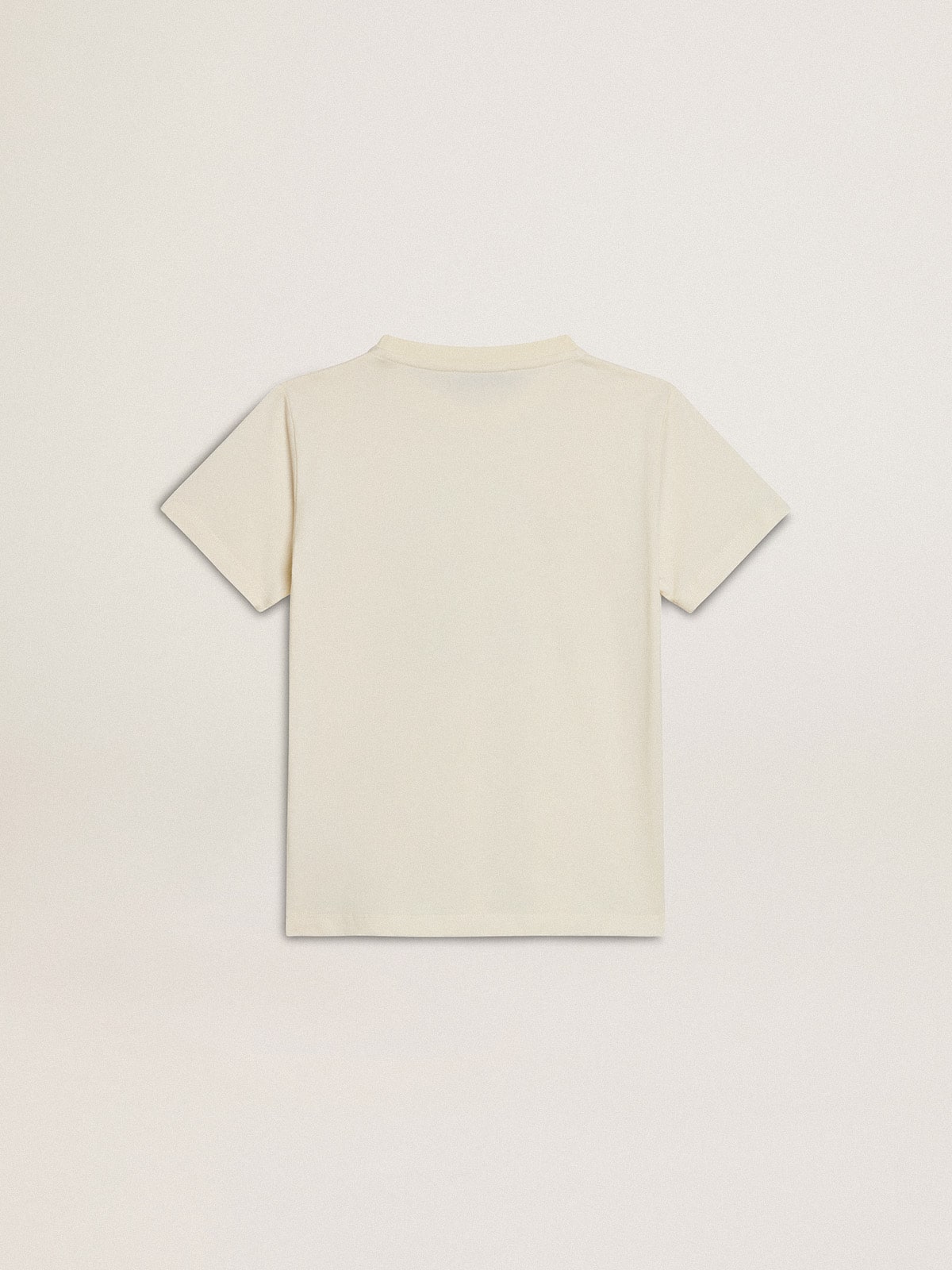 Boys' T-shirt in worn white with multicolor lettering