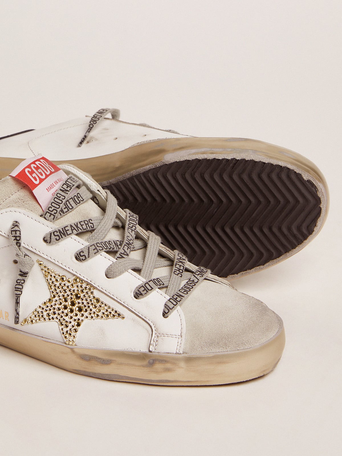 Women's Super-Star LTD with blue heel tab and Swarovski crystal star