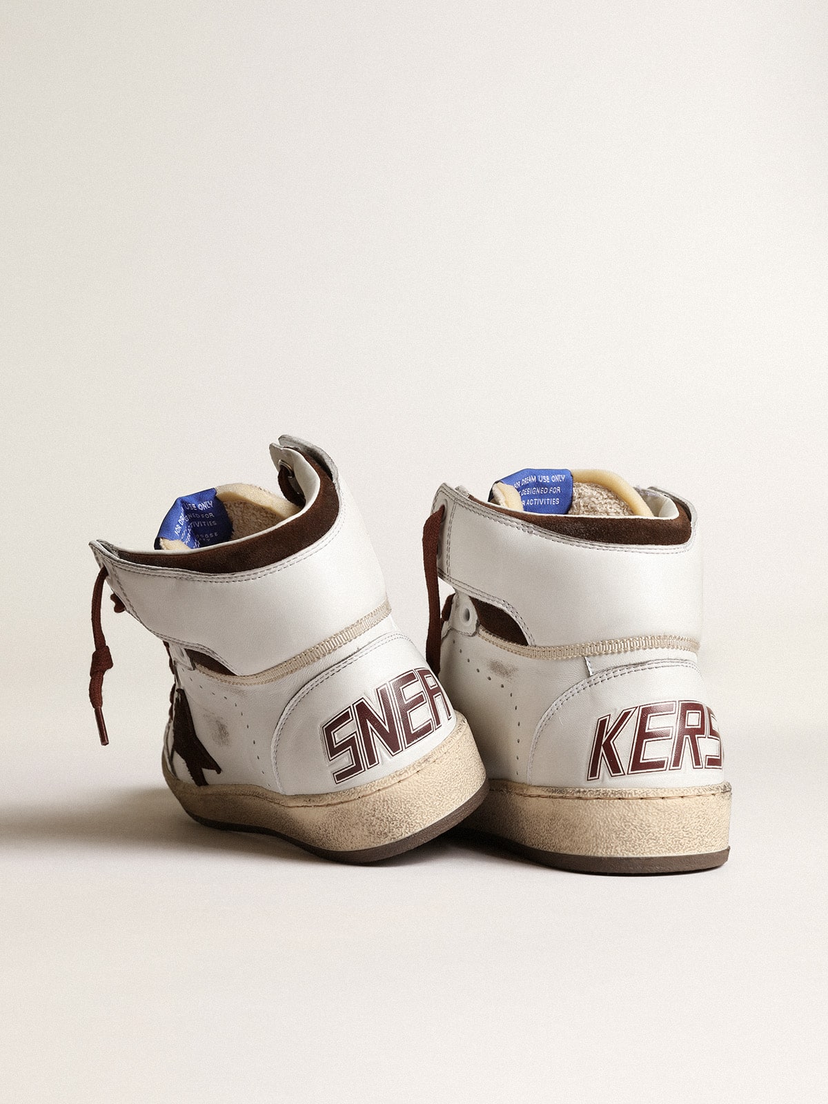 Women's Sky-Star in white nappa leather with chocolate suede star