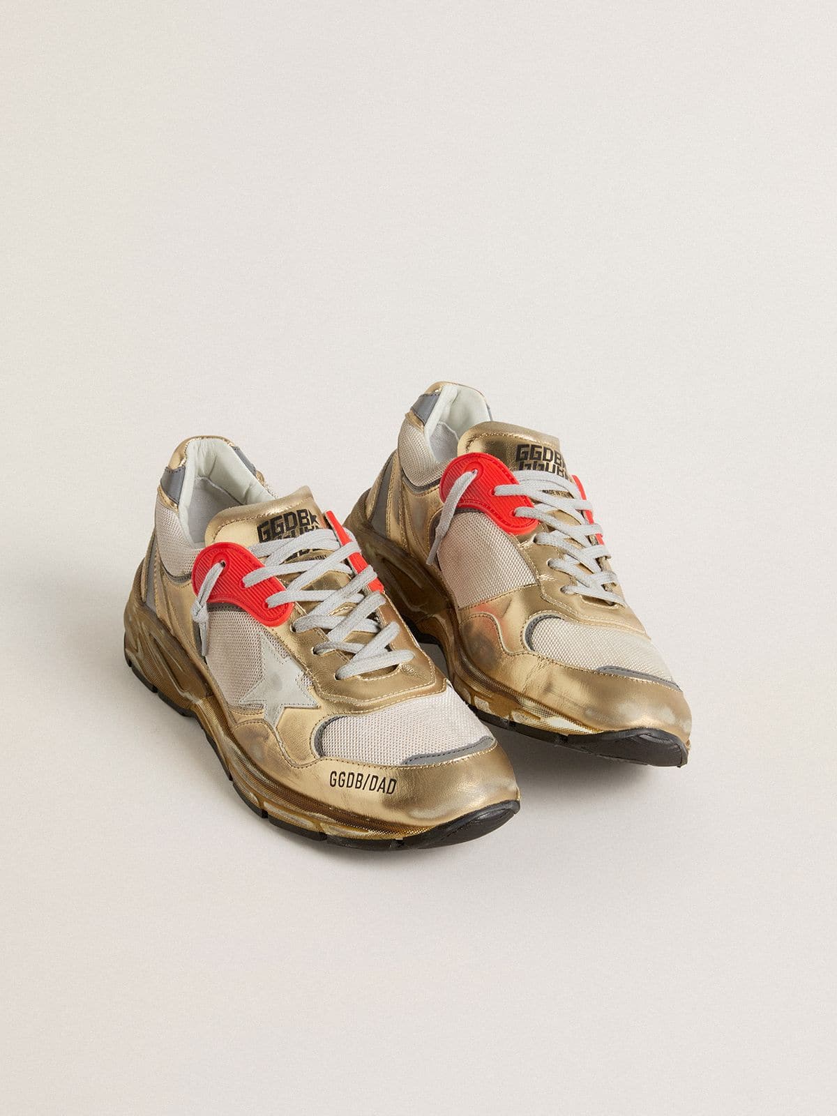 Men's Dad-Star in mesh and gold foiled leather with white leather star