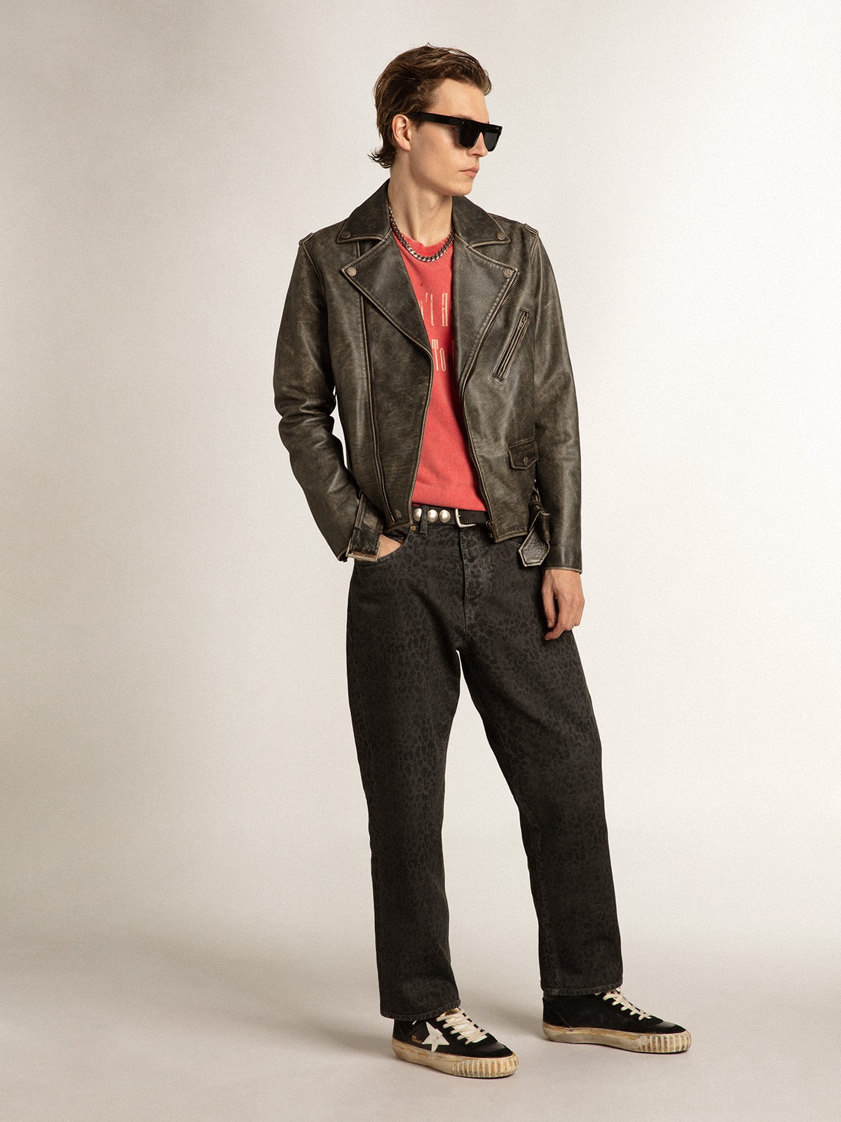 Men's Mid Star in black nappa and suede with white leather star