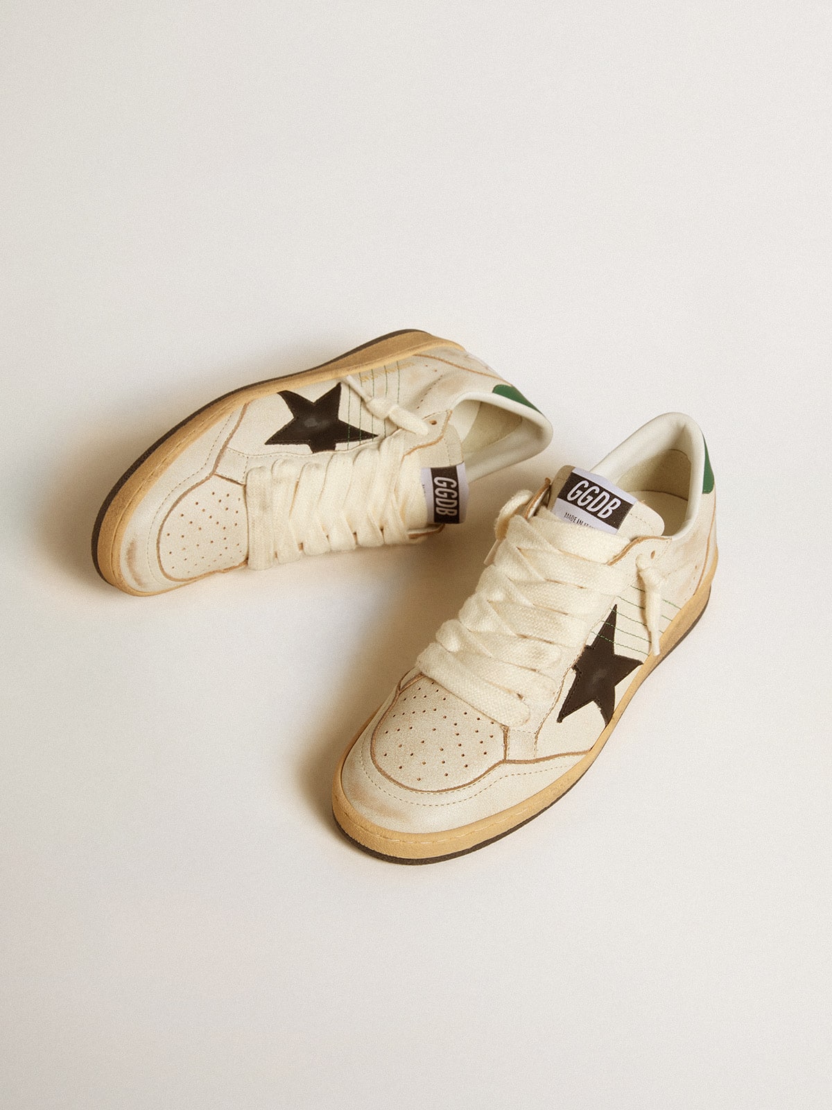 Women's Ball Star with black leather star and green leather heel tab