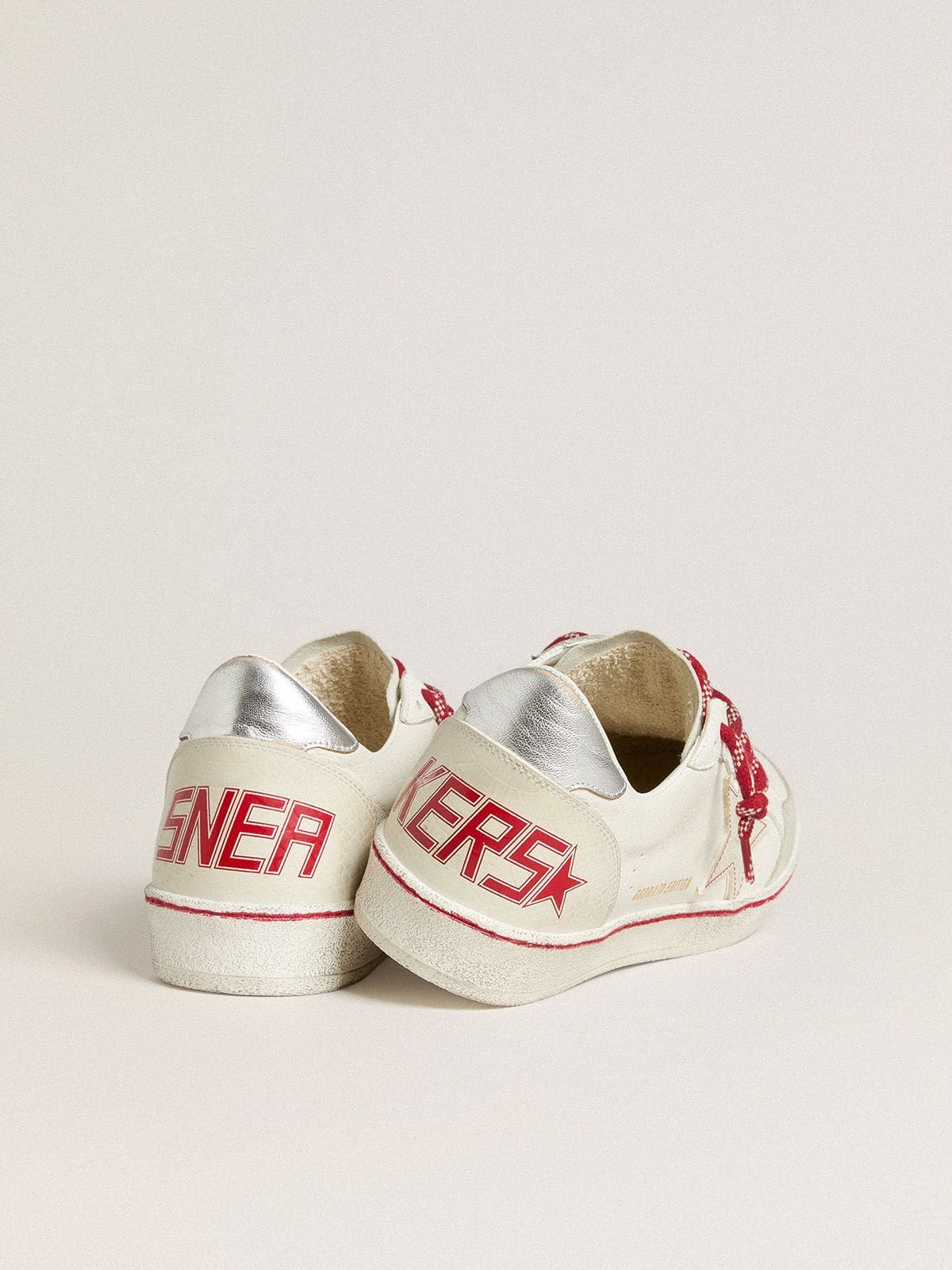 Women's Ball Star LTD CNY in white leather with a lived-in effect