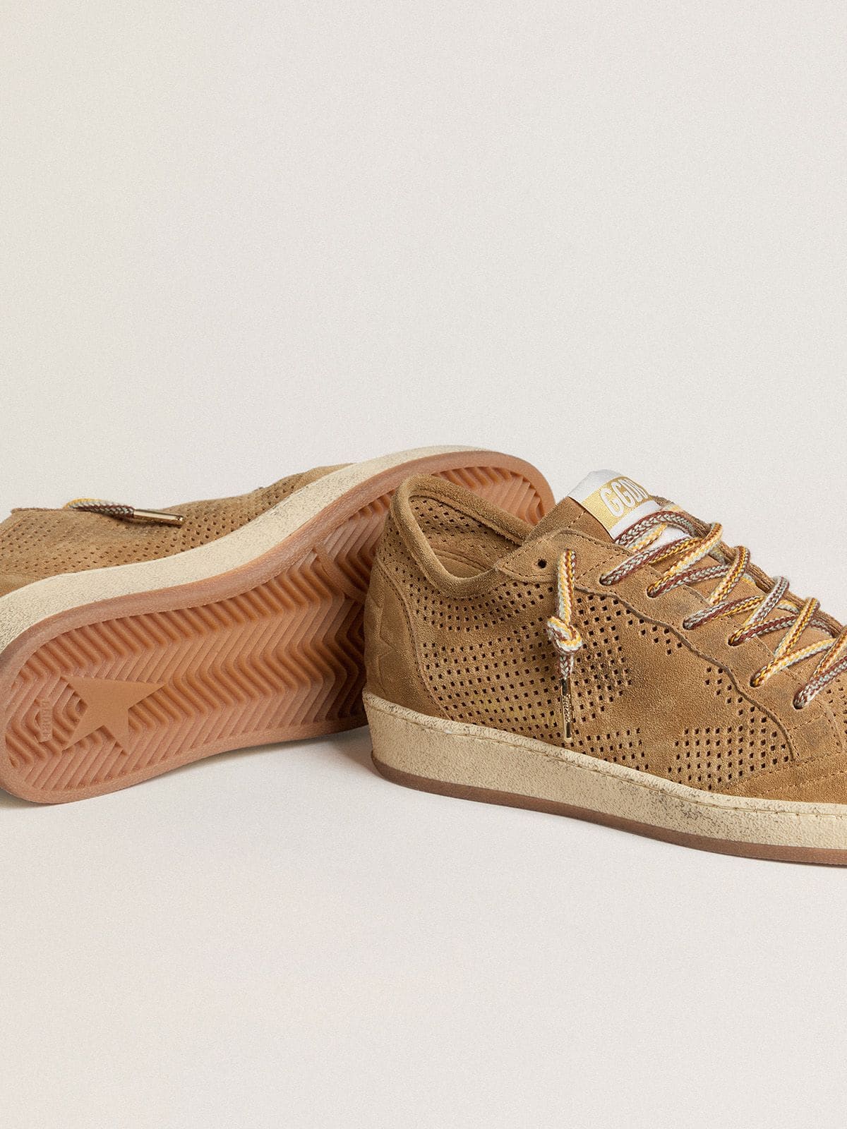 Women's Ball Star with perforated tobacco-colored suede upper and tone-on-tone star