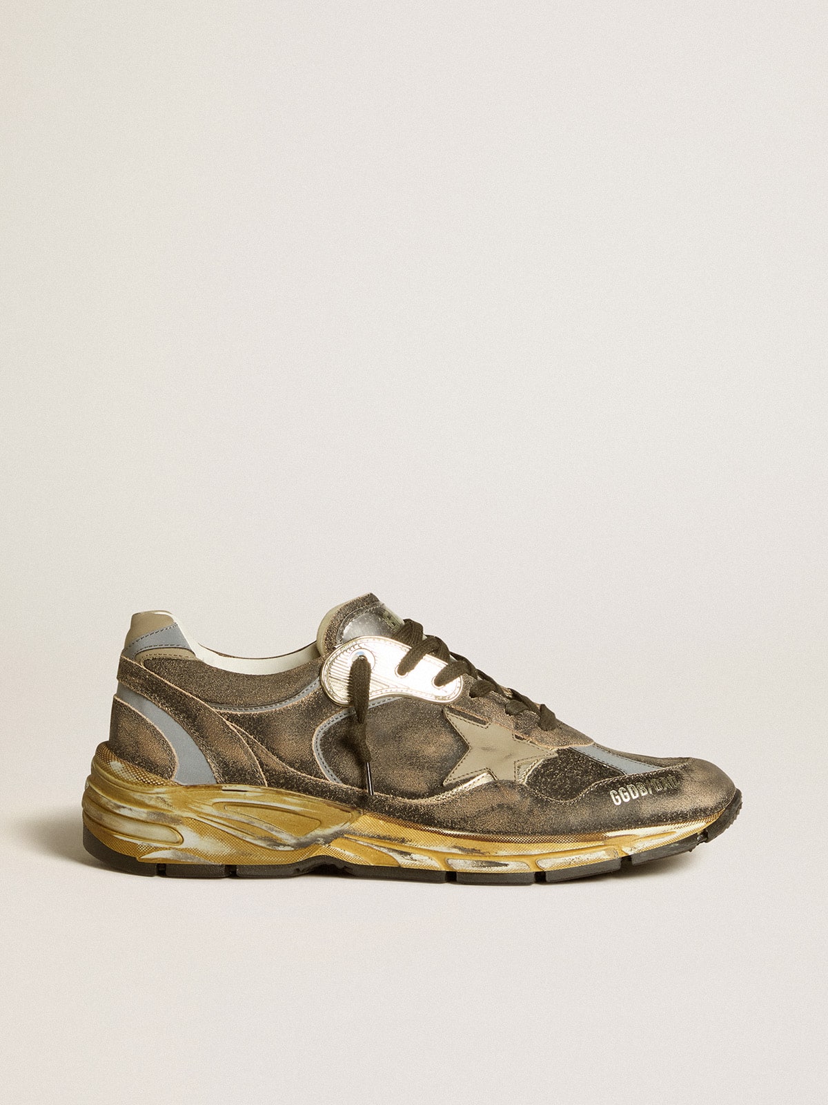 Men's Dad-Star in suede and nylon with khaki leather star and heel tab