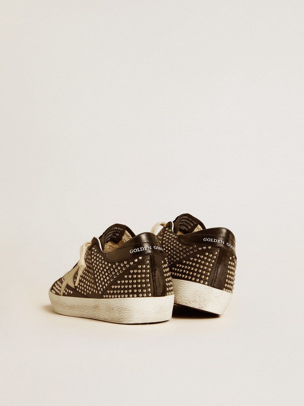 Women's Super-Star in studded black nappa with white leather star