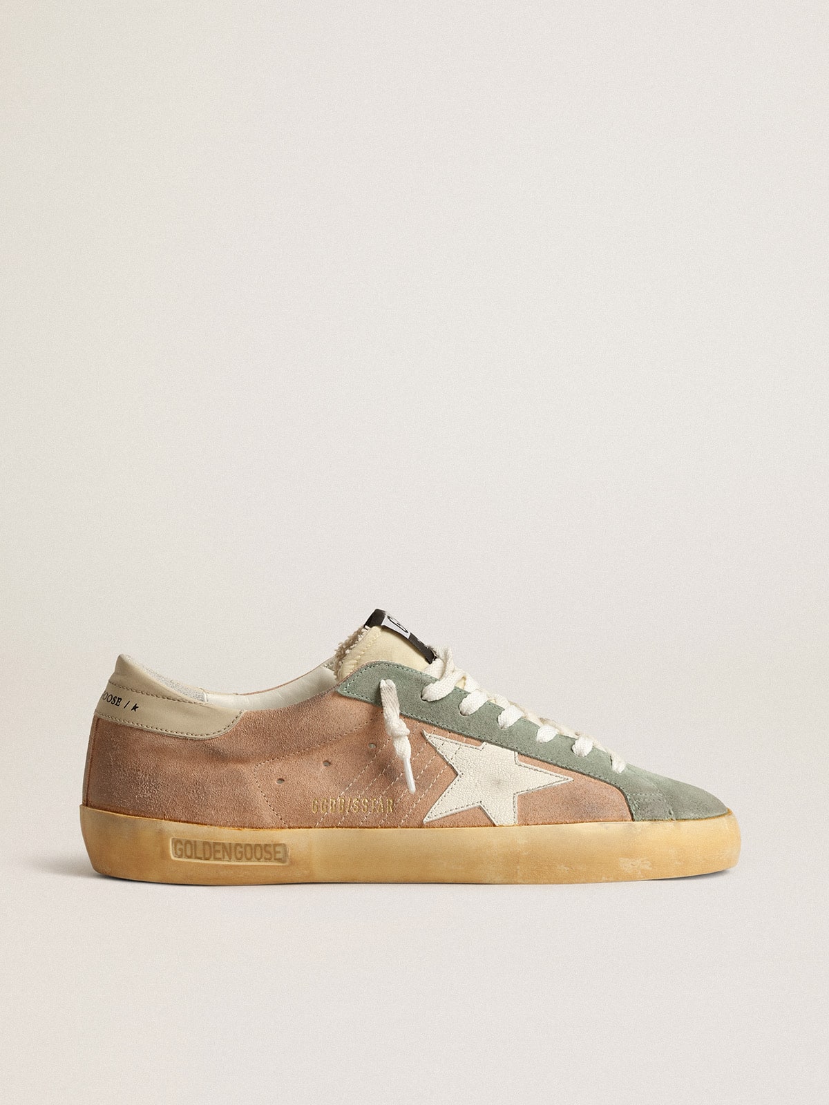 Men's Super-Star in brown and green suede with white nappa leather star