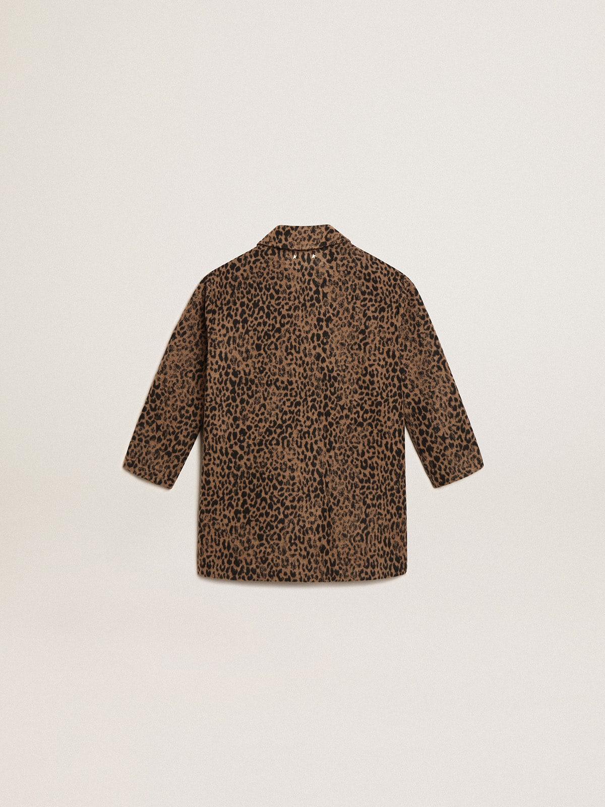 Girls' single-breasted coat in wool with jacquard animal print