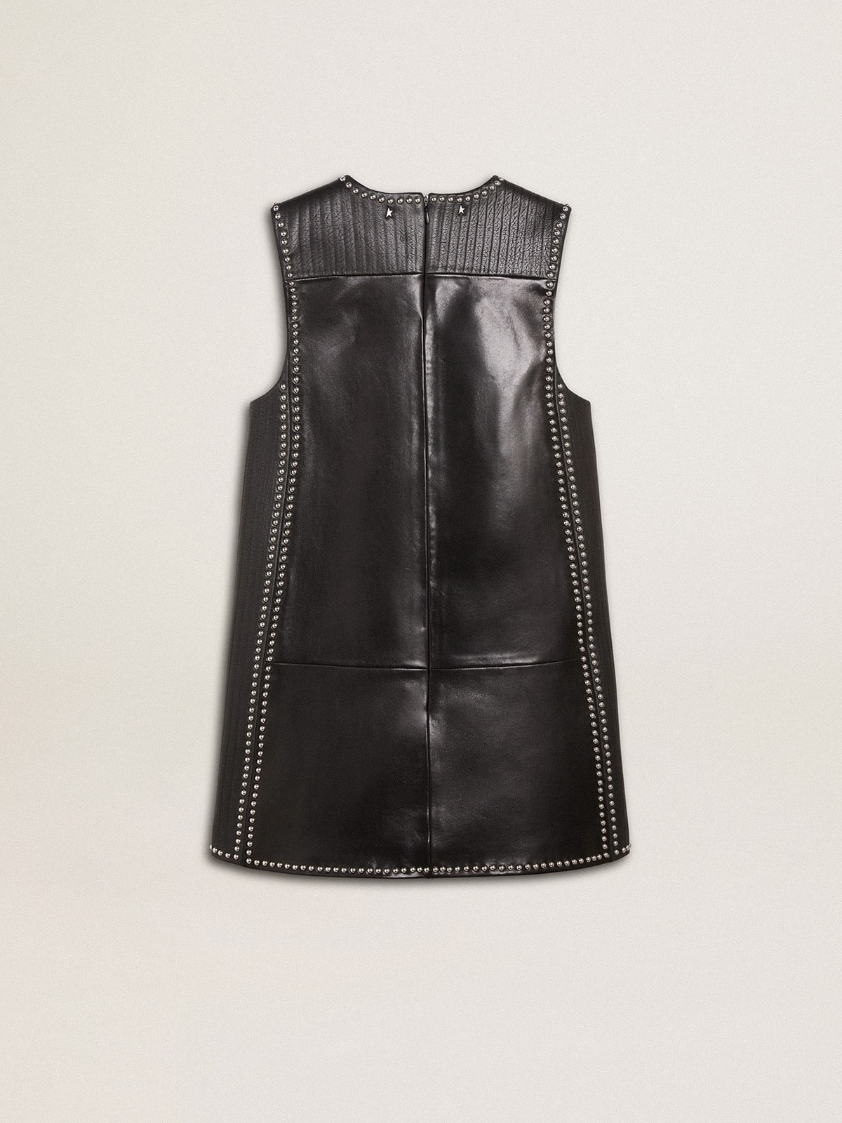 Women's black nappa leather dress with studs