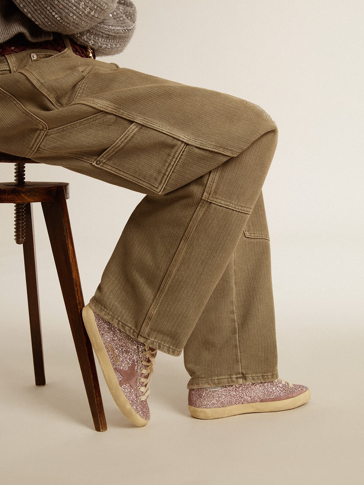 Super-Star LTD in glitter with suede star and silver heel tab