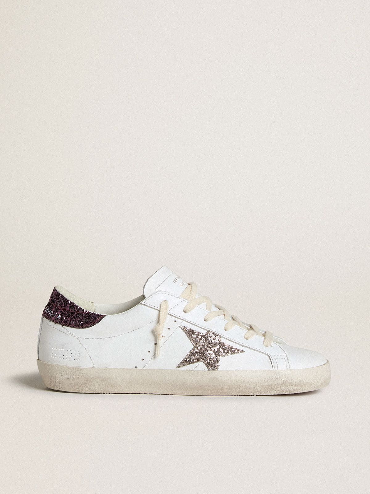 Women's Super-Star with silver glitter star and lilac glitter heel tab