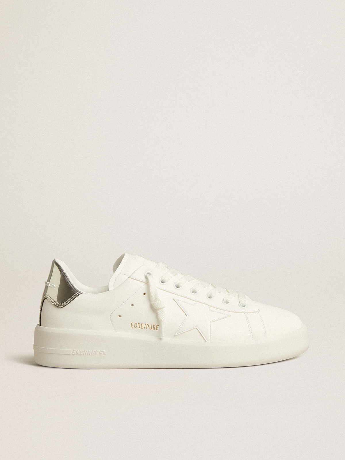 Men's bio-based Purestar with white star and mirror-effect heel tab