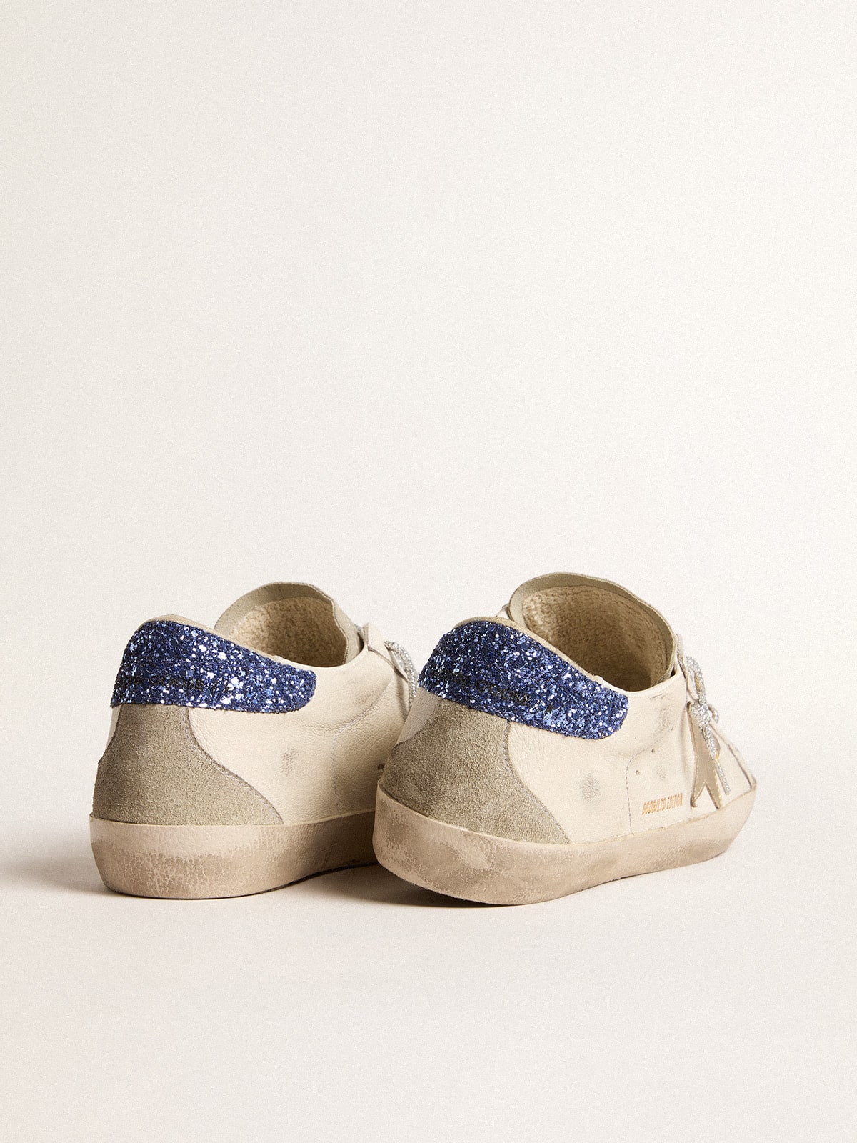 Women's Super-Star LTD in nappa leather with platinum star and blue glitter heel tab