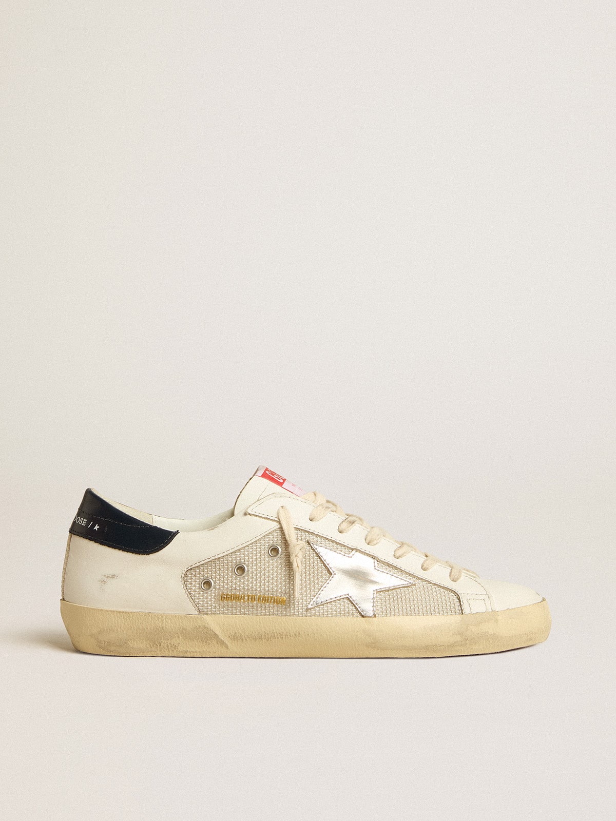 Men's Super-Star LTD in mesh and leather with silver star and blue heel tab