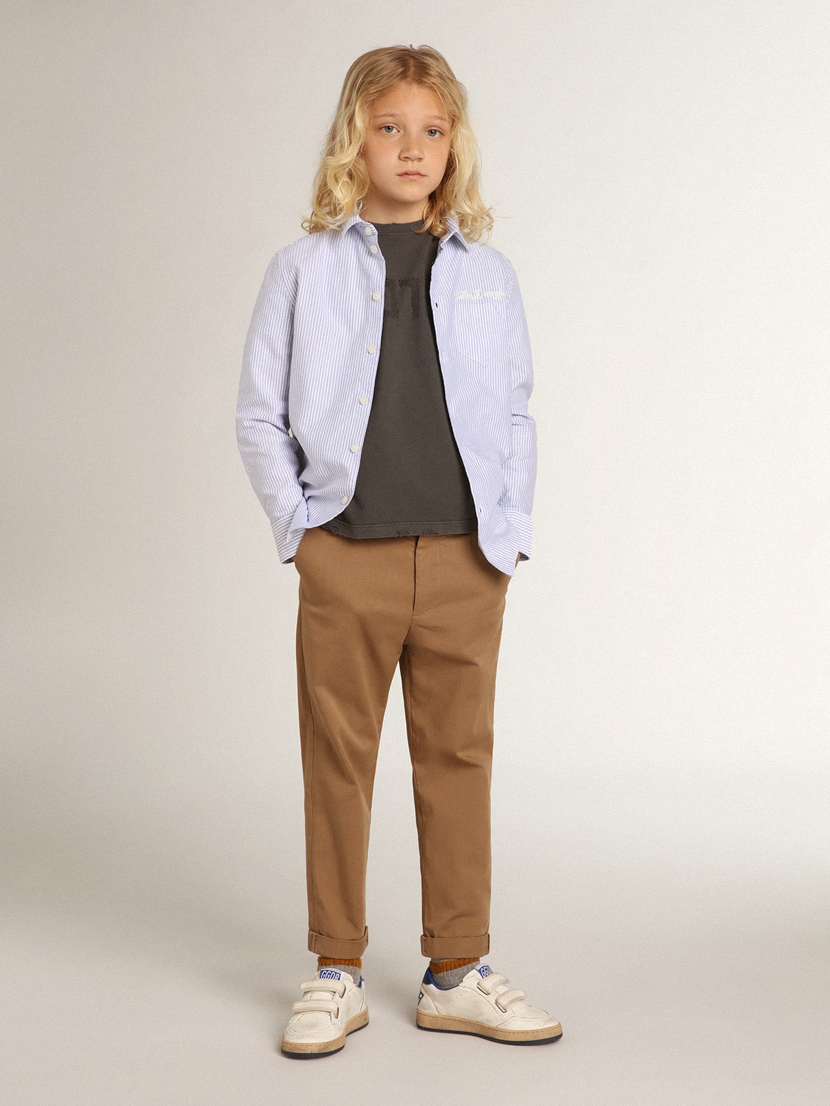 Boys' T-shirt in gray with distressed treatment