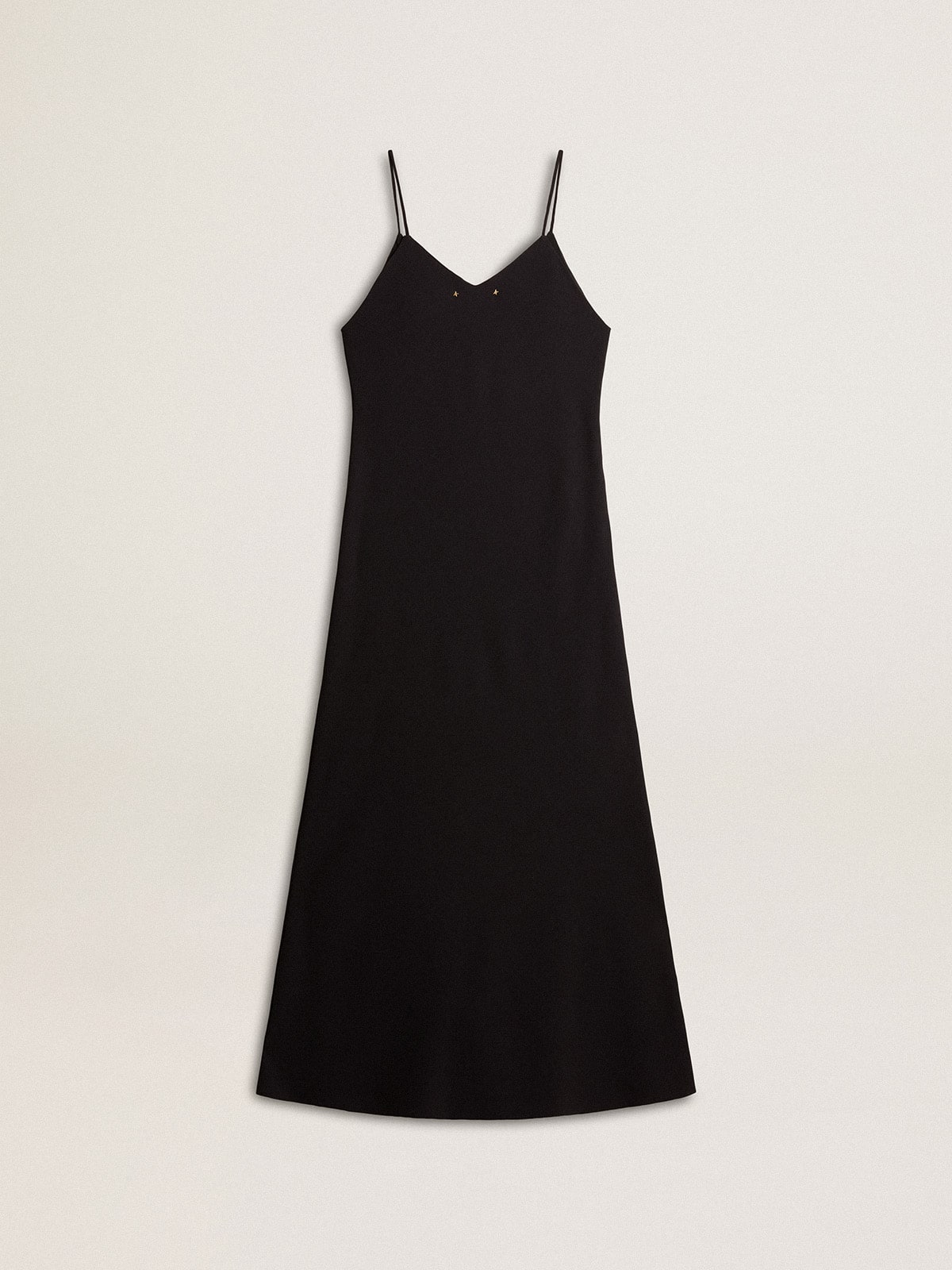 Women's black slip dress with embroidery