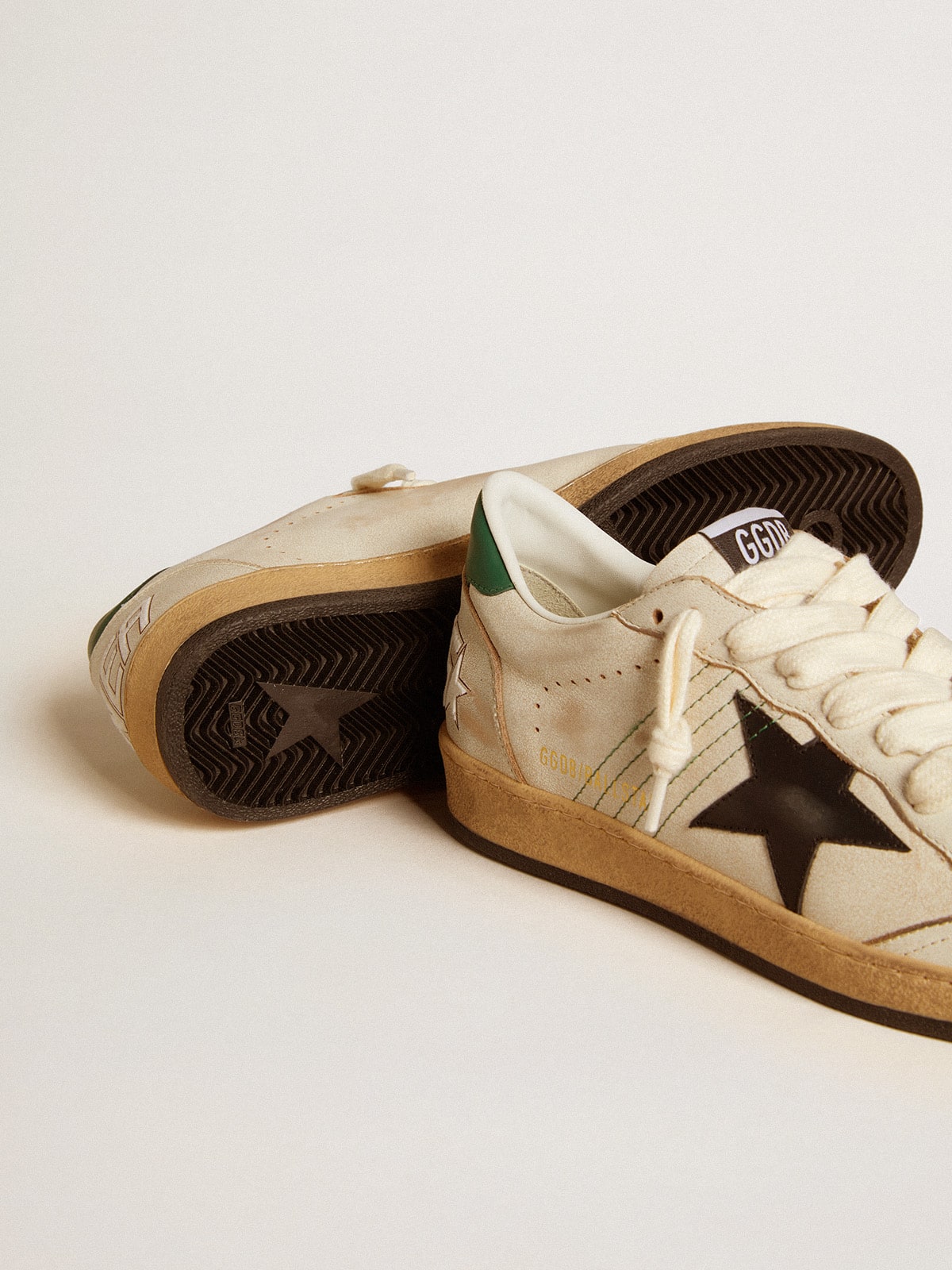 Men's Ball Star with black leather star and green leather heel tab