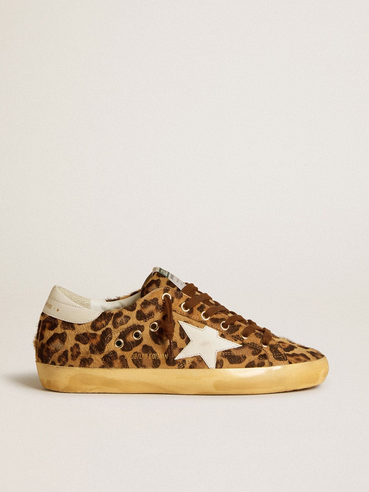 Women's Super-Star LTD in leopard-print pony skin with leather star and heel tab