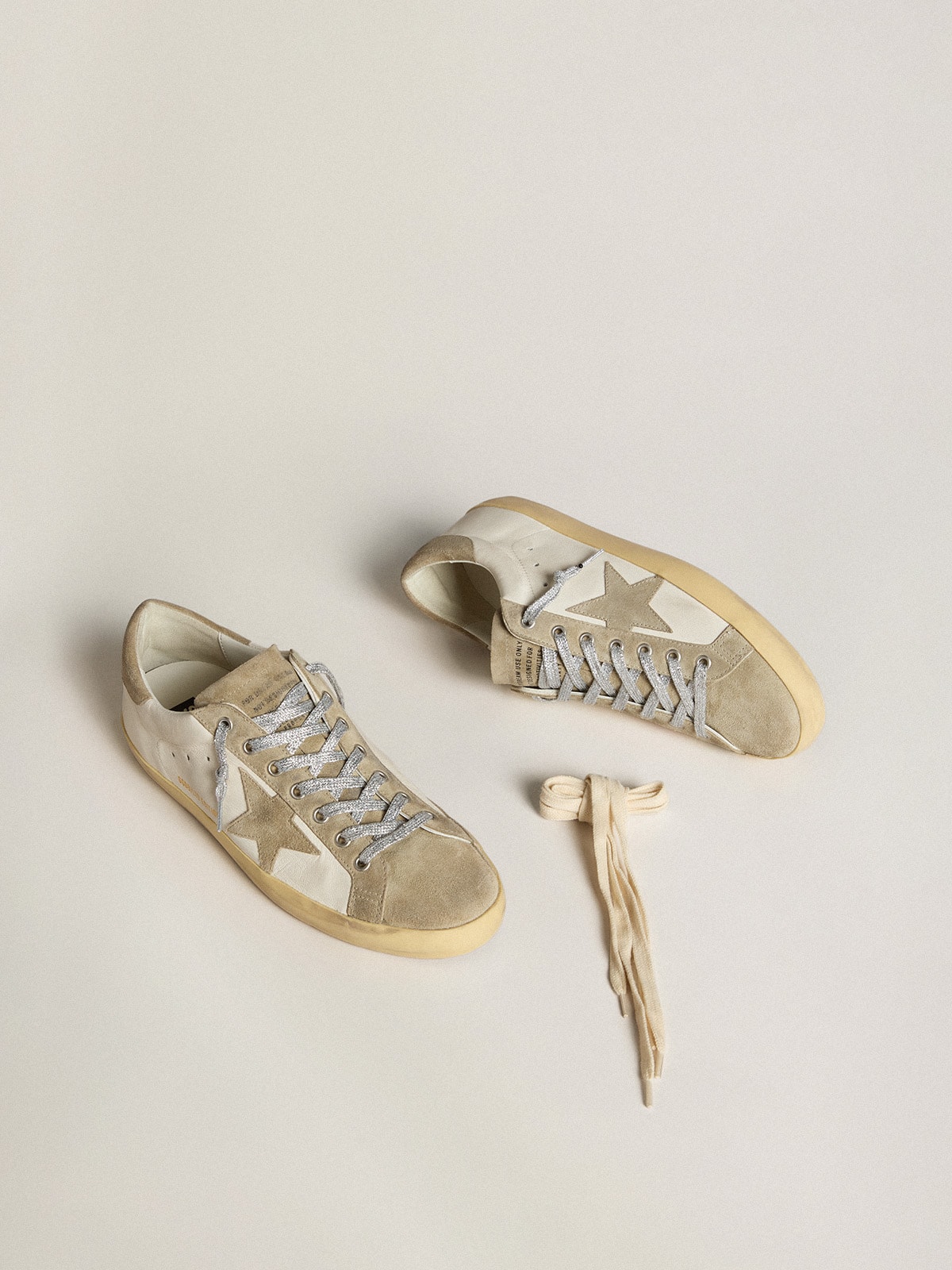 Women's Super-Star in nappa with ice-gray suede star and black embroidery