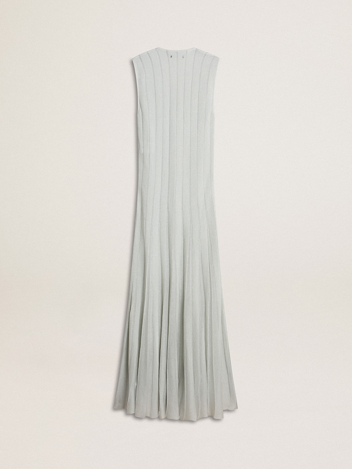Women's baby blue dress with vertical striped pattern