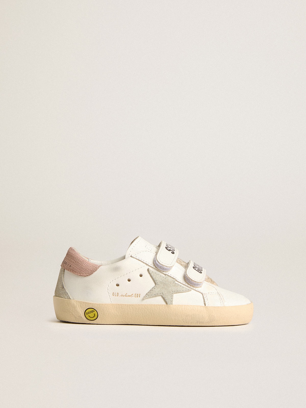 Young Old School in leather with gray suede star and old rose heel tab