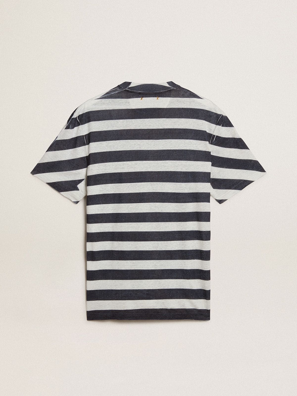 Men's white and blue striped T-shirt with Pescheria Golden print