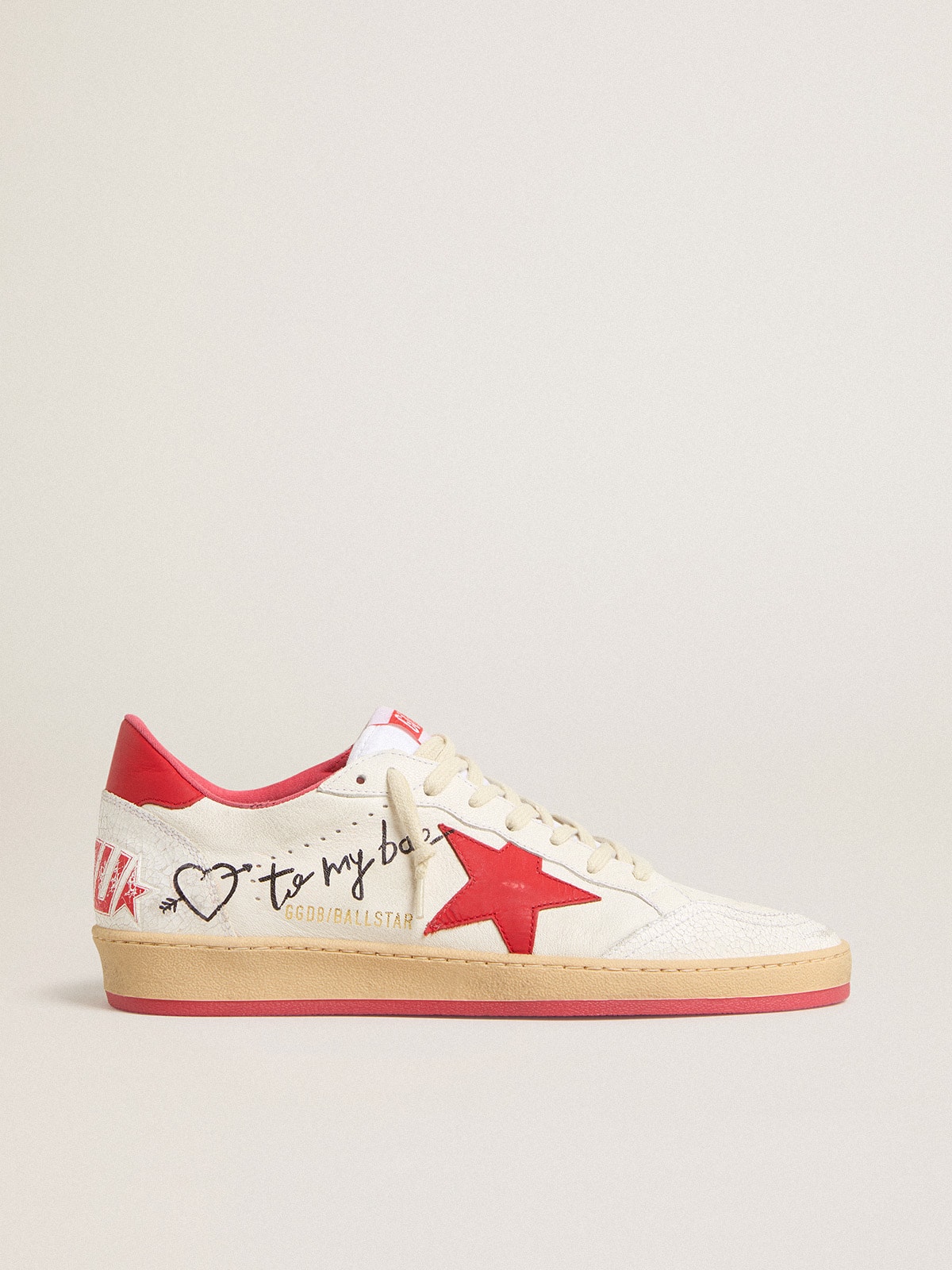 Women's Ball Star  Wishes in white leather with a red star and heel tab