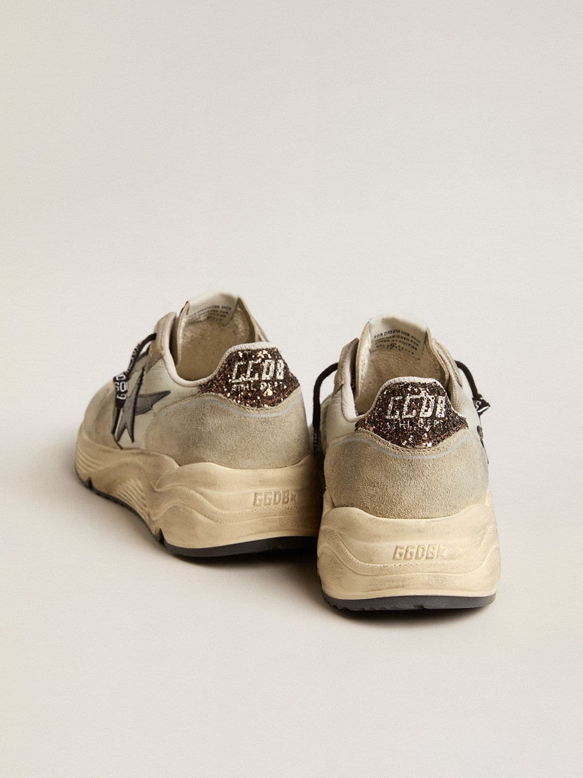 Women's Running Sole in gray nylon with black star and glitter heel tab