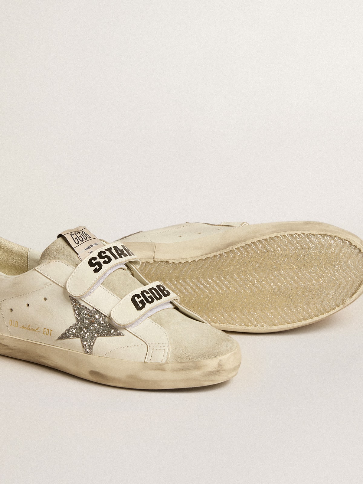 Women's Old School with silver glitter star and ice-gray suede tongue