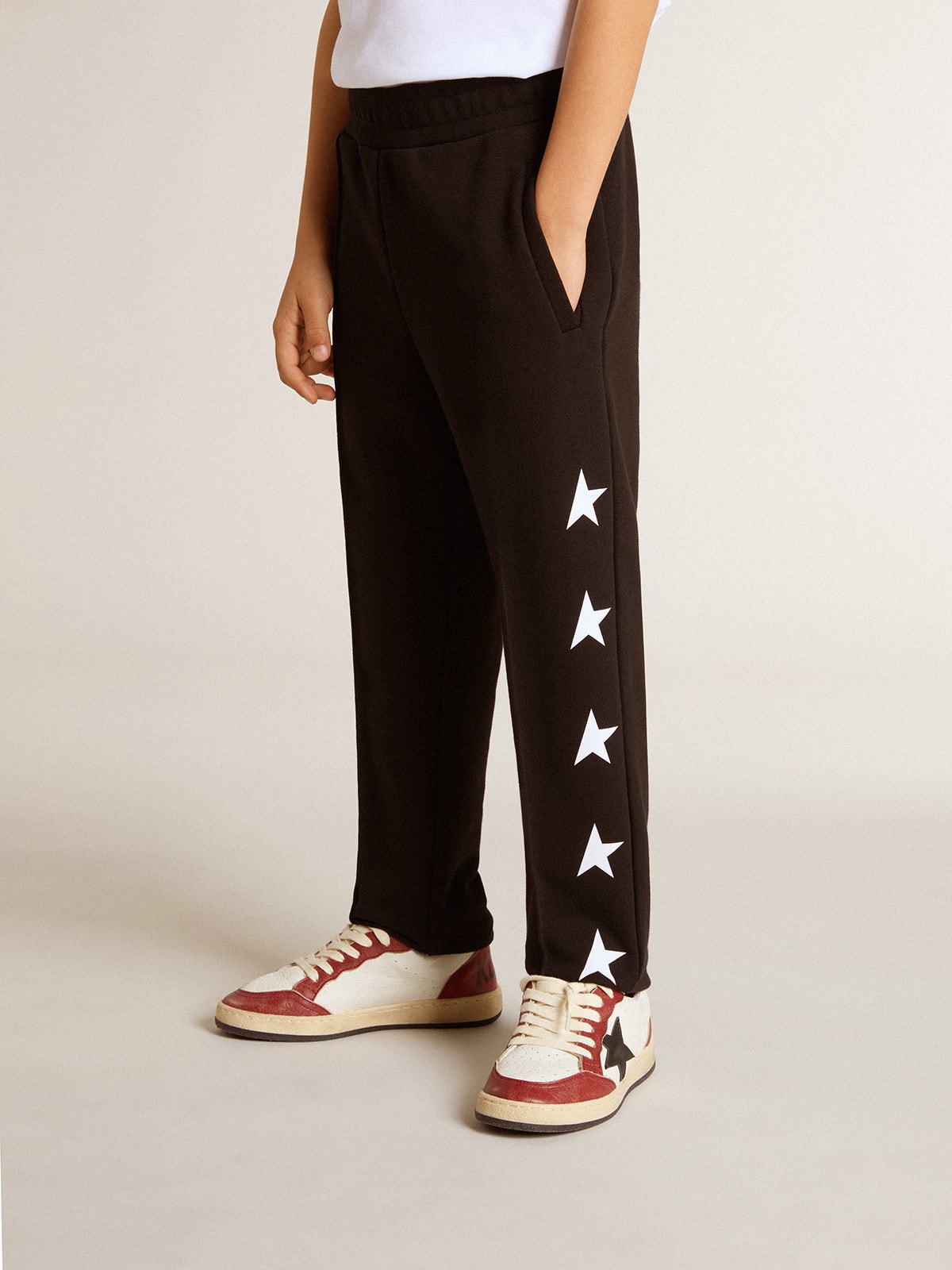 Boys' black joggers with white stars