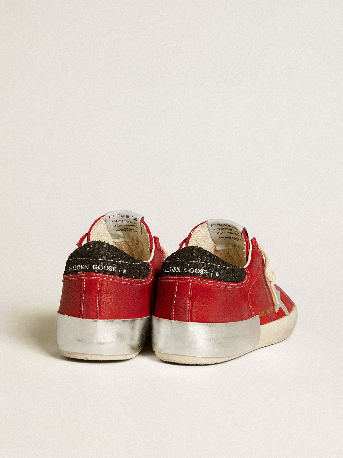 Women's Super-Star LTD in red nubuck with leather star and glitter heel tab