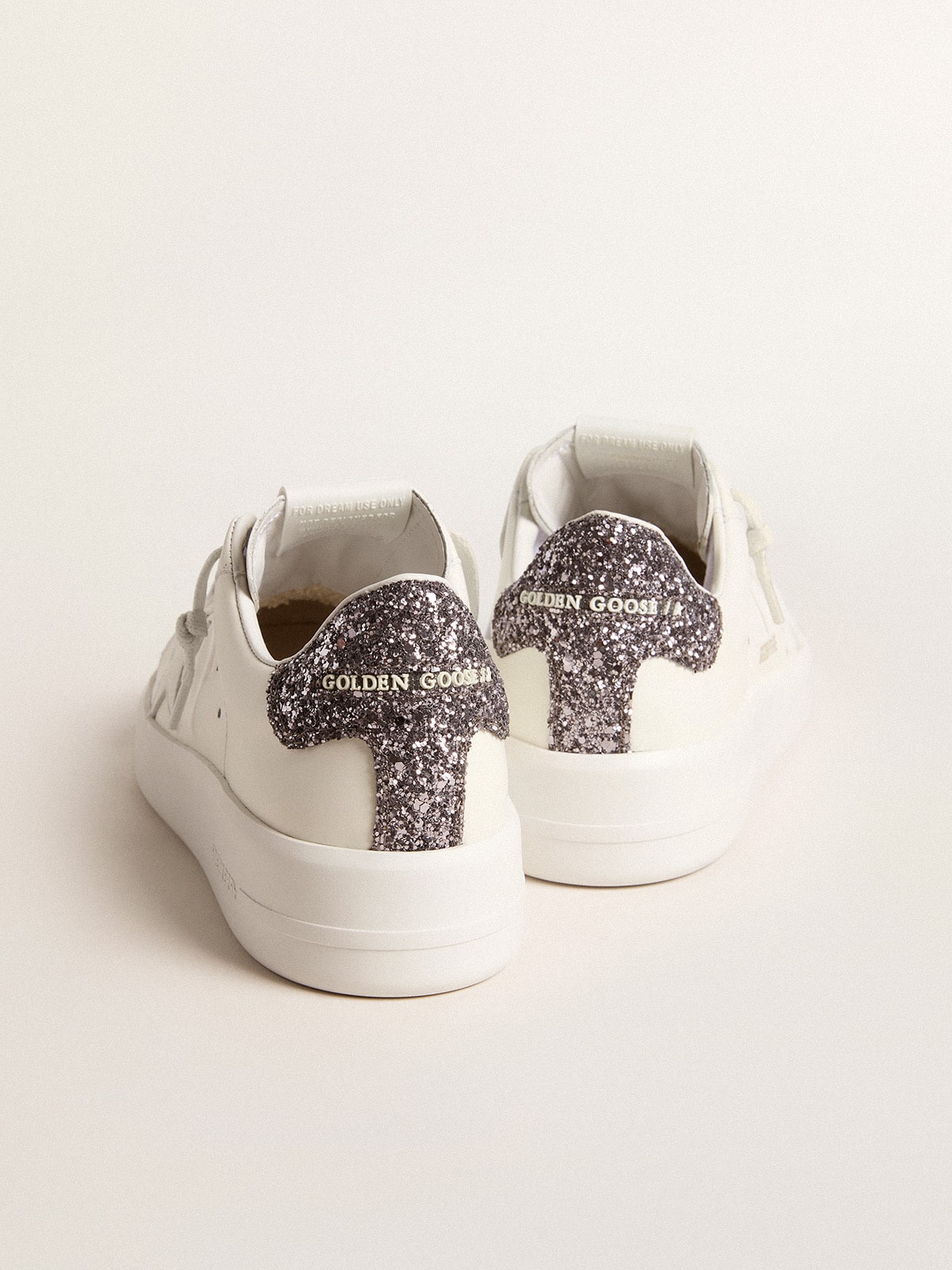 Women's Purestar with white leather star and anthracite glitter heel tab