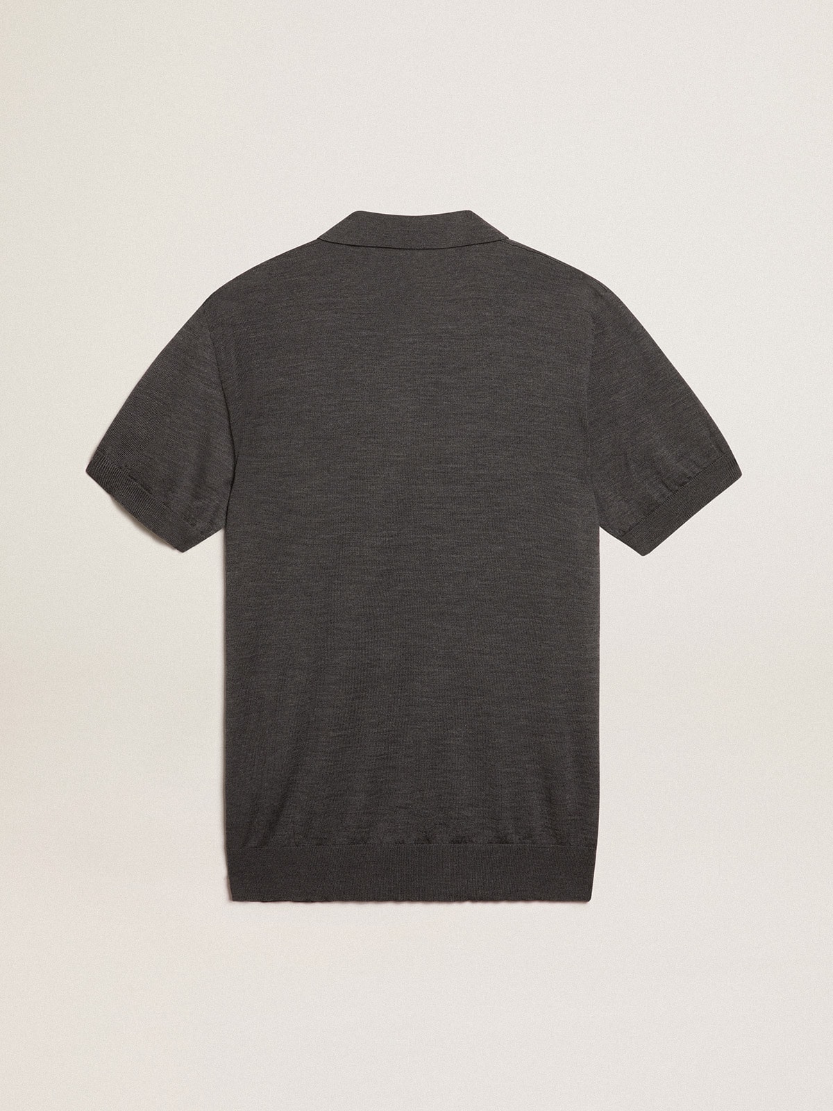 Men's short-sleeved polo shirt in gray merino wool