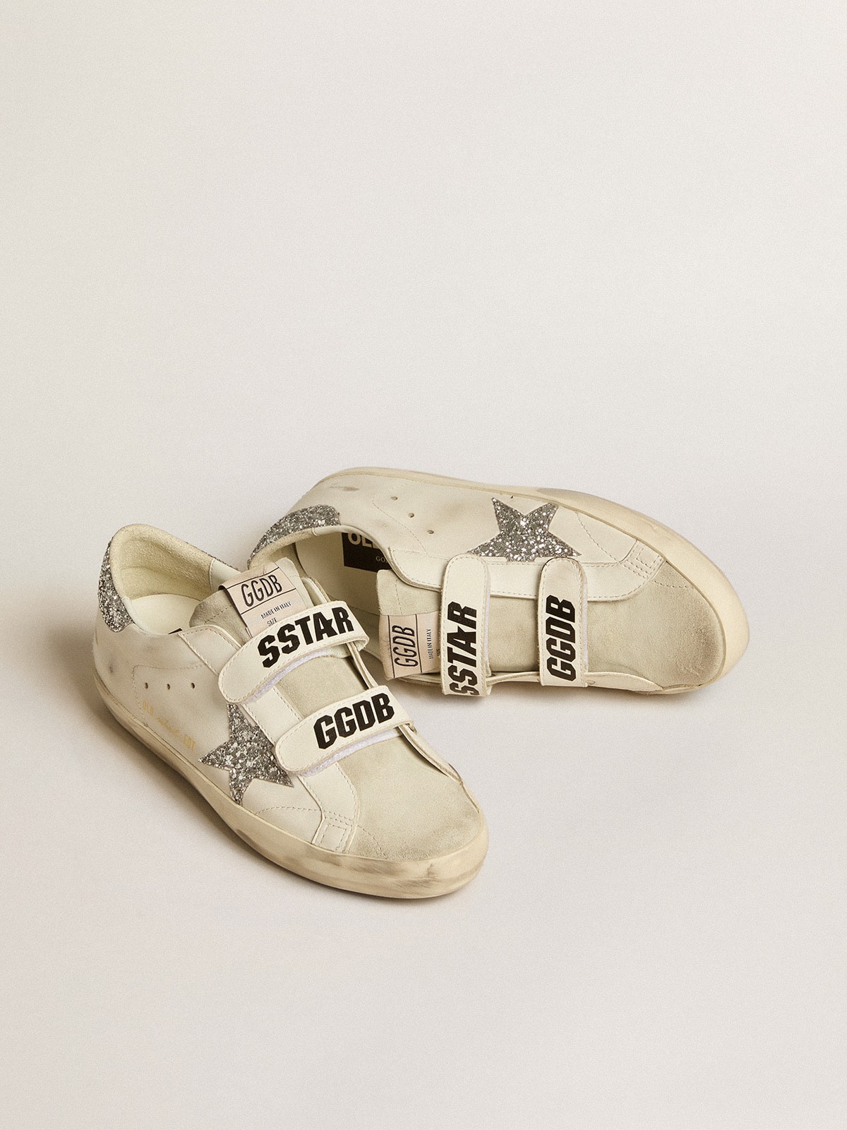 Women's Old School with silver glitter star and ice-gray suede tongue