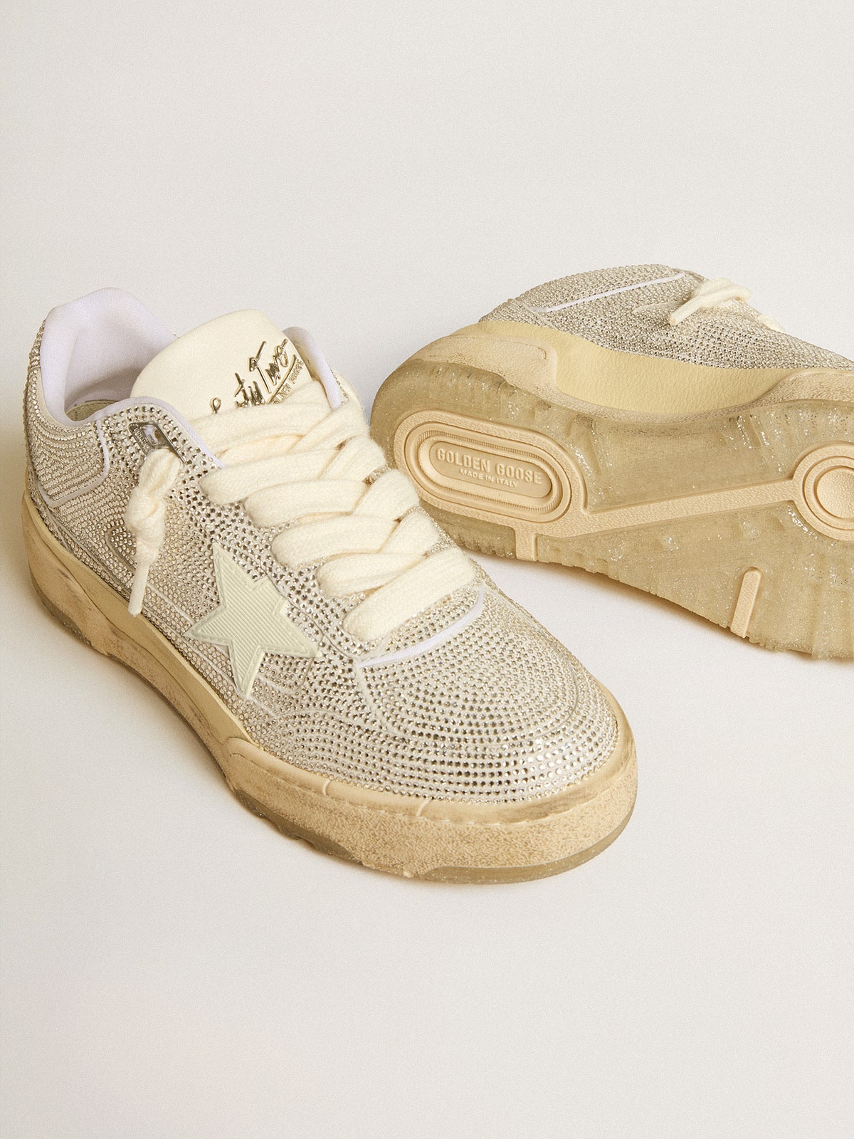 Women's Forty2 in white leather and Swarovski crystals with white star