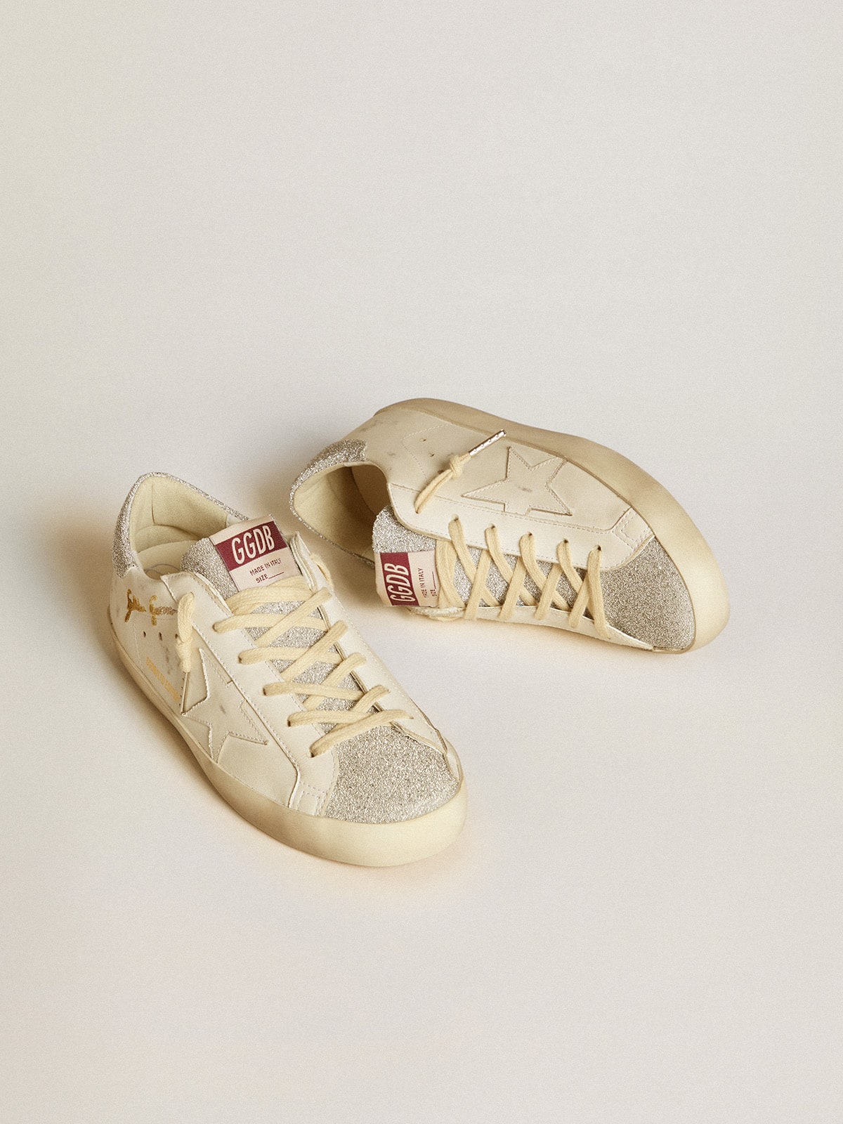 Women's Super-Star LTD in white leather with Swarovski micro-crystal inserts