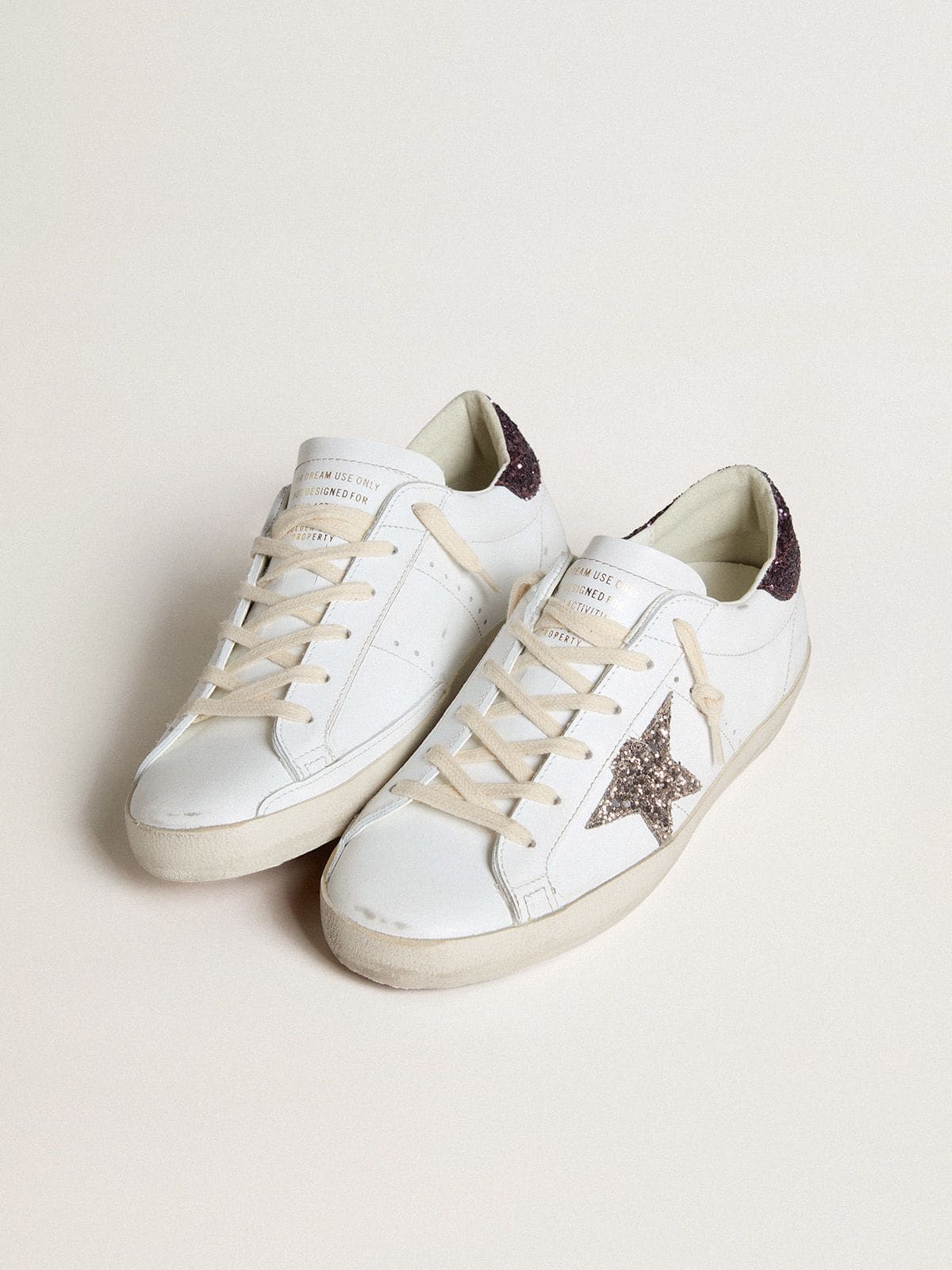 Women's Super-Star with silver glitter star and lilac glitter heel tab