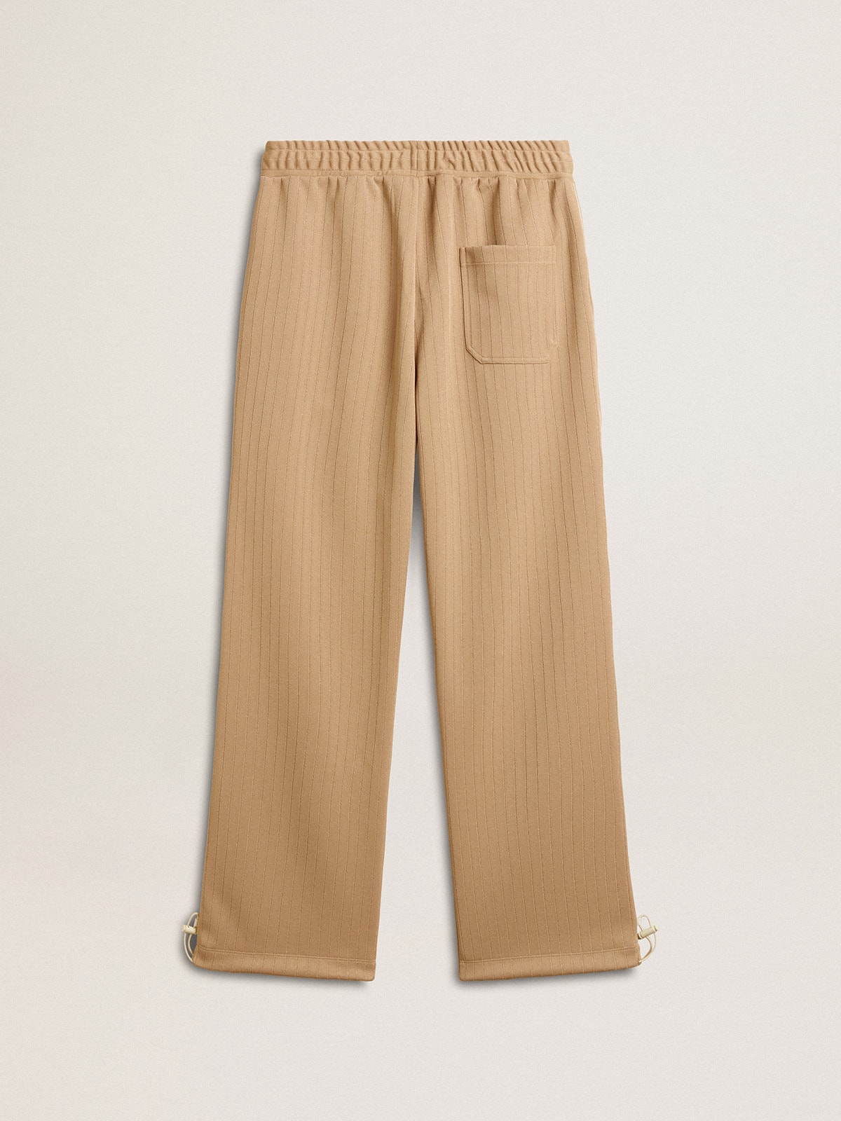 Men's light beige joggers with white logo
