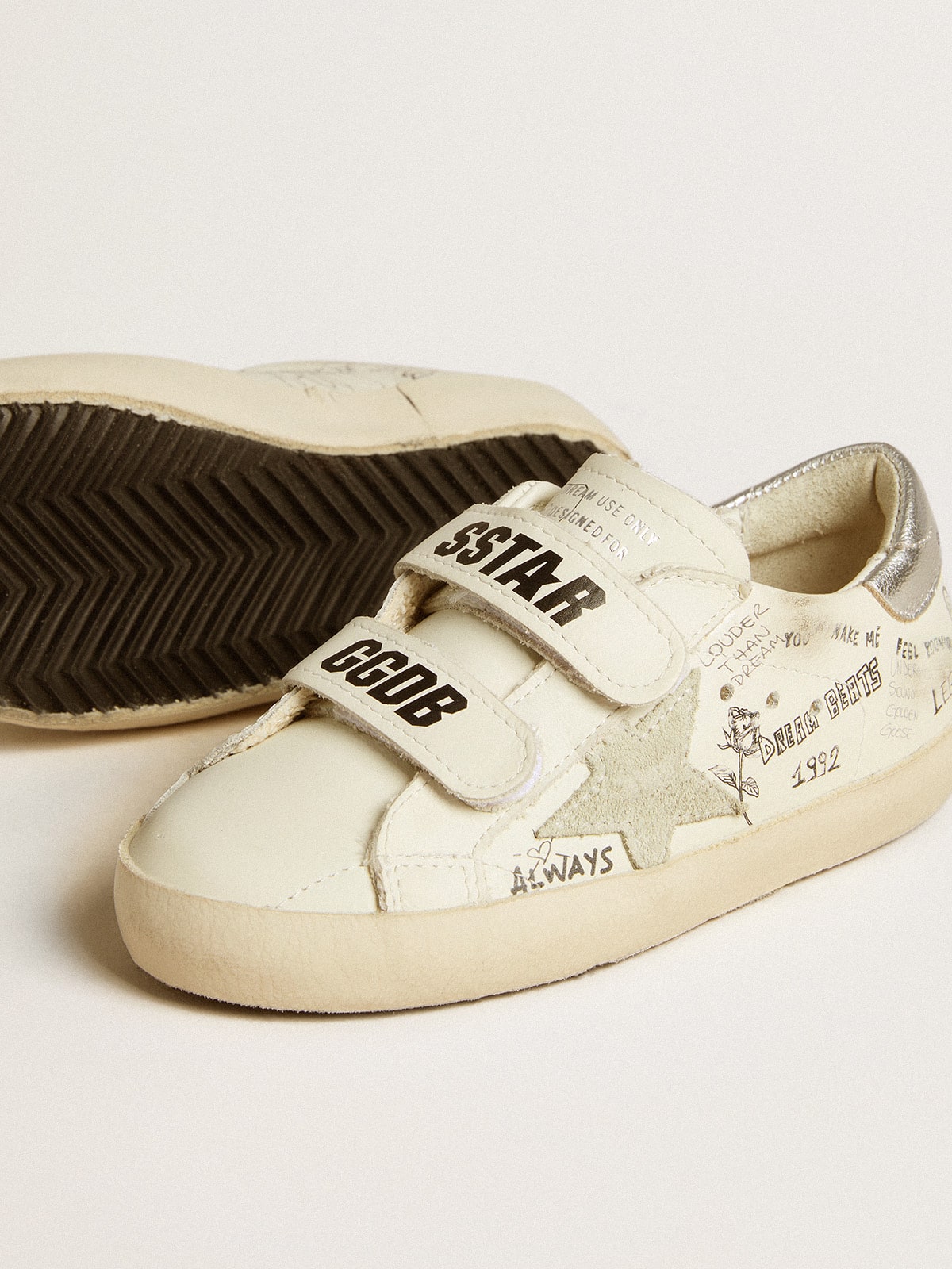 Old School Young with suede star and metallic leather heel tab