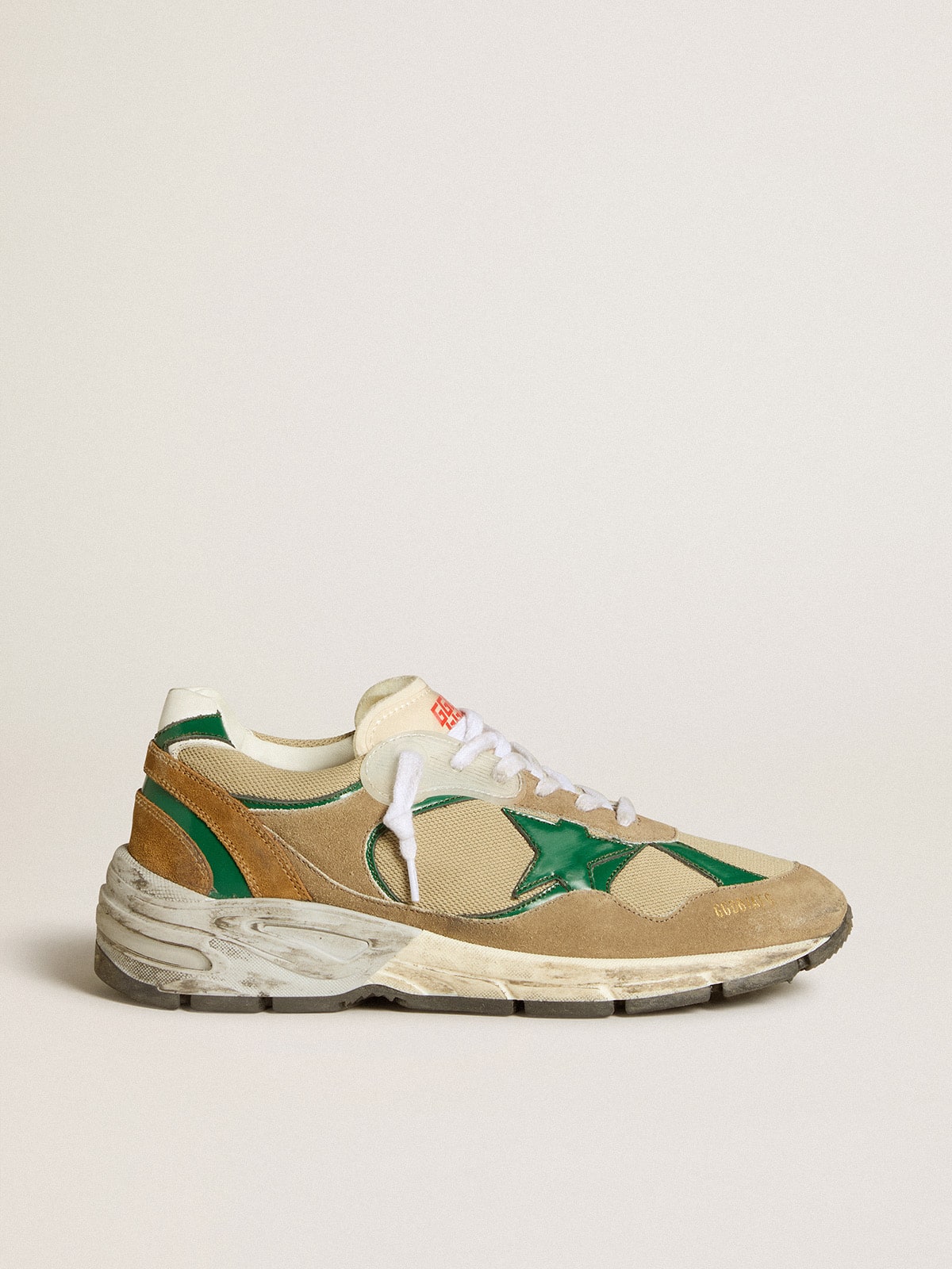 Women's Dad-Star LAB in nylon with green leather star and suede inserts