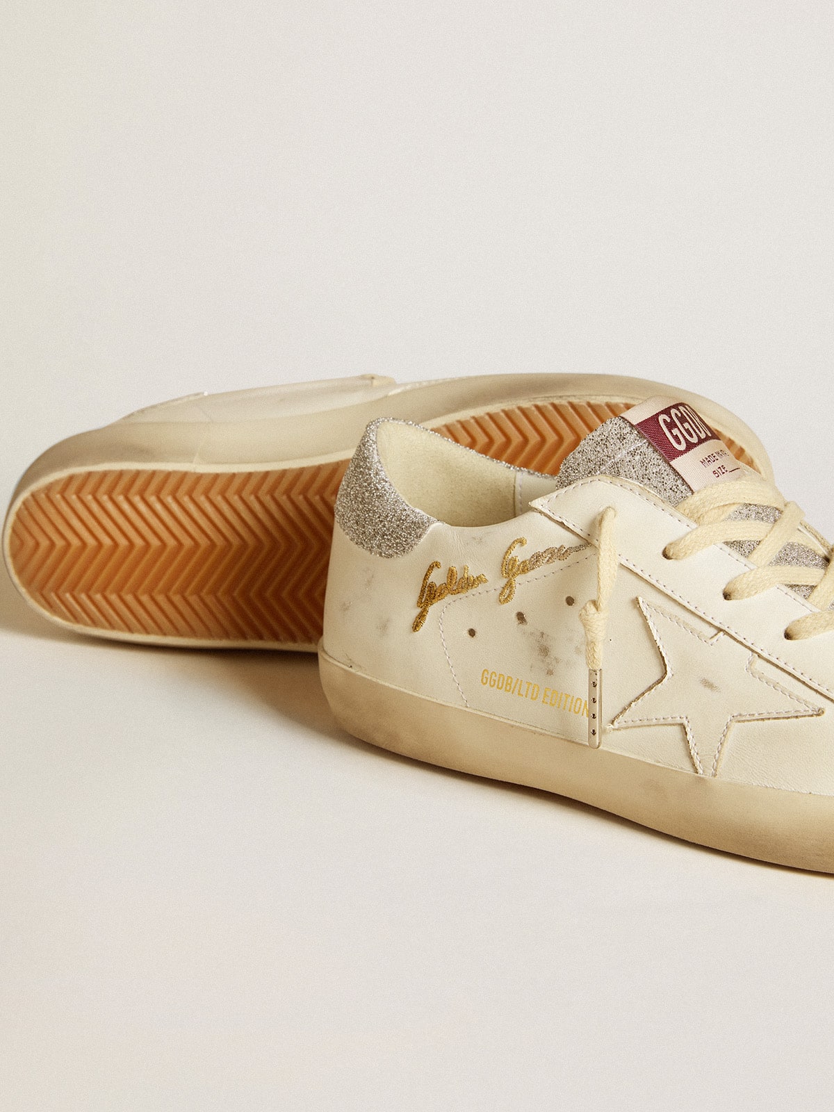Women's Super-Star LTD in white leather with Swarovski micro-crystal inserts