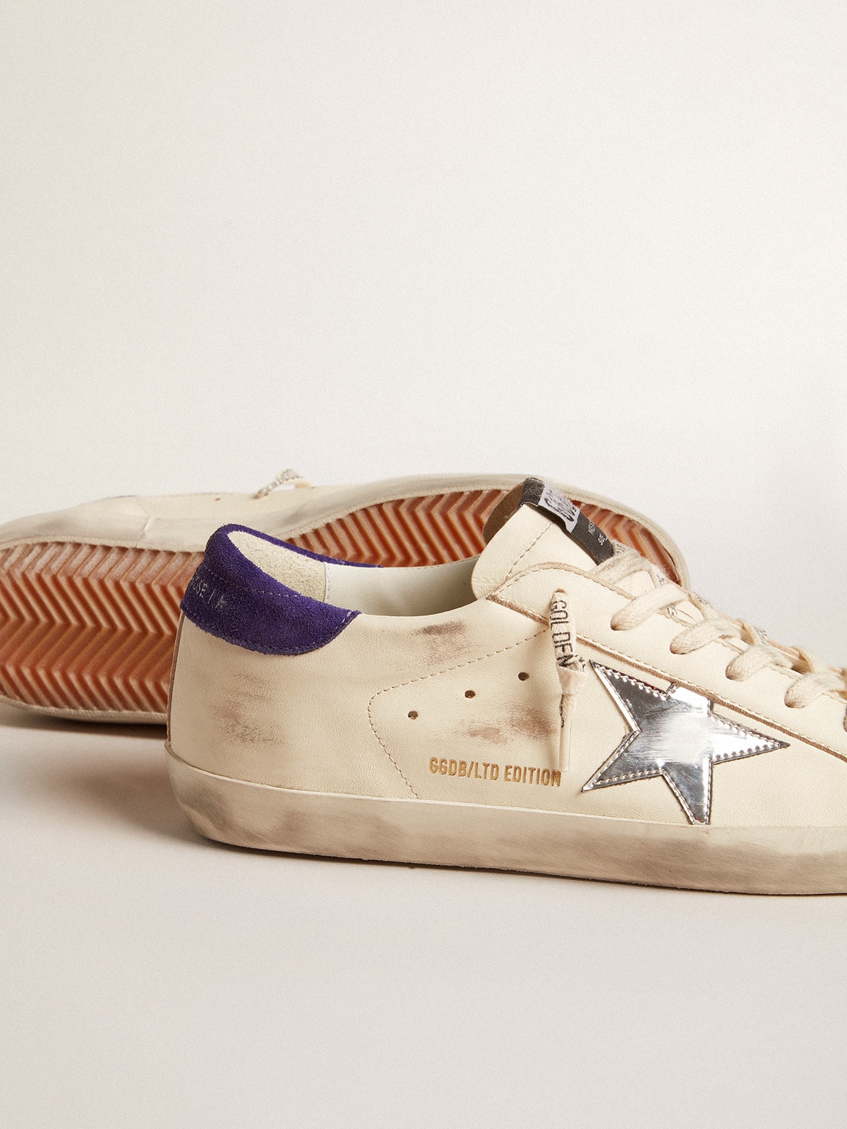 Super-Star LTD in nappa with metallic star and purple suede heel tab
