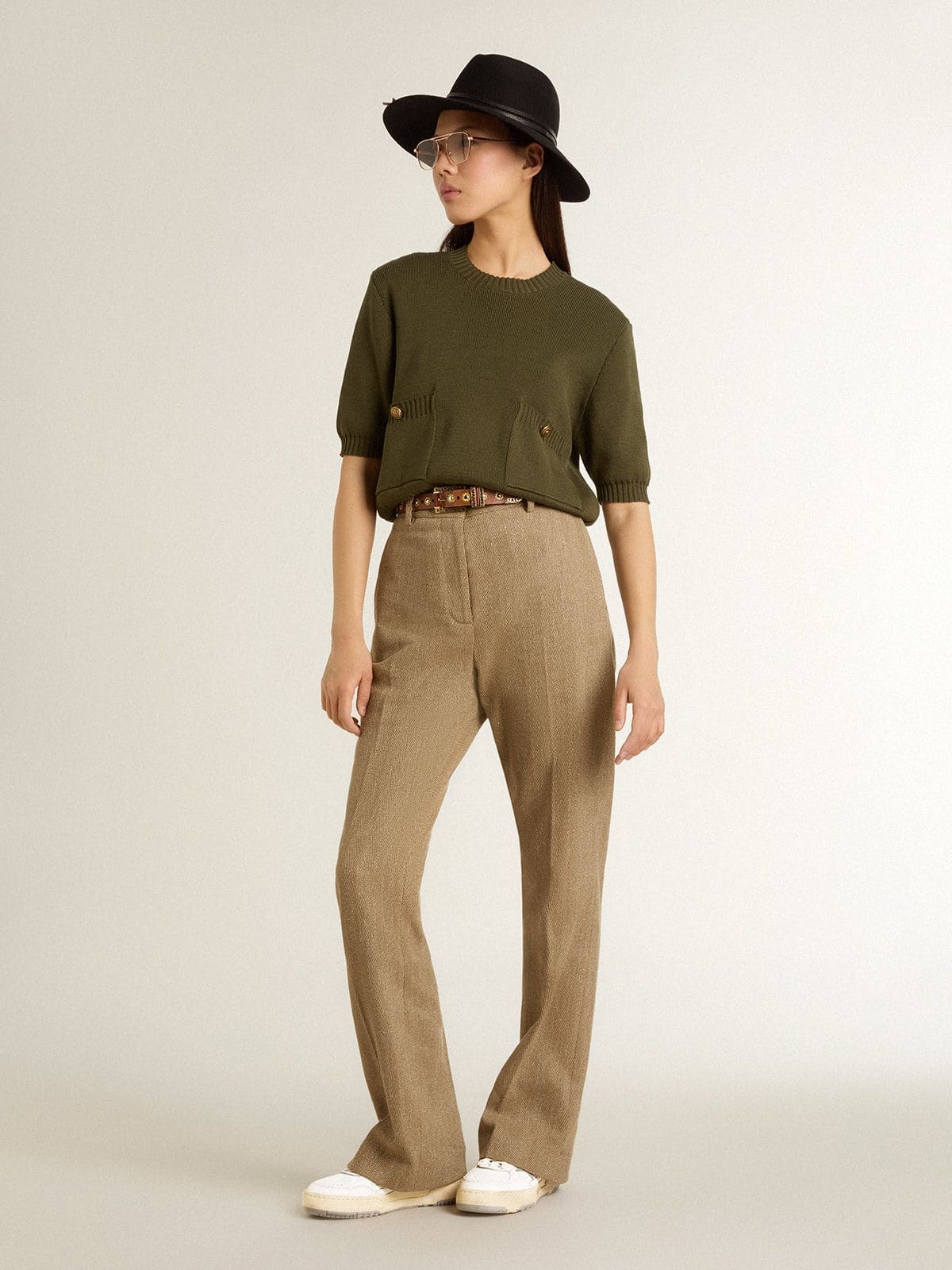 Women's Forty2 with grey star and white leather heel tab