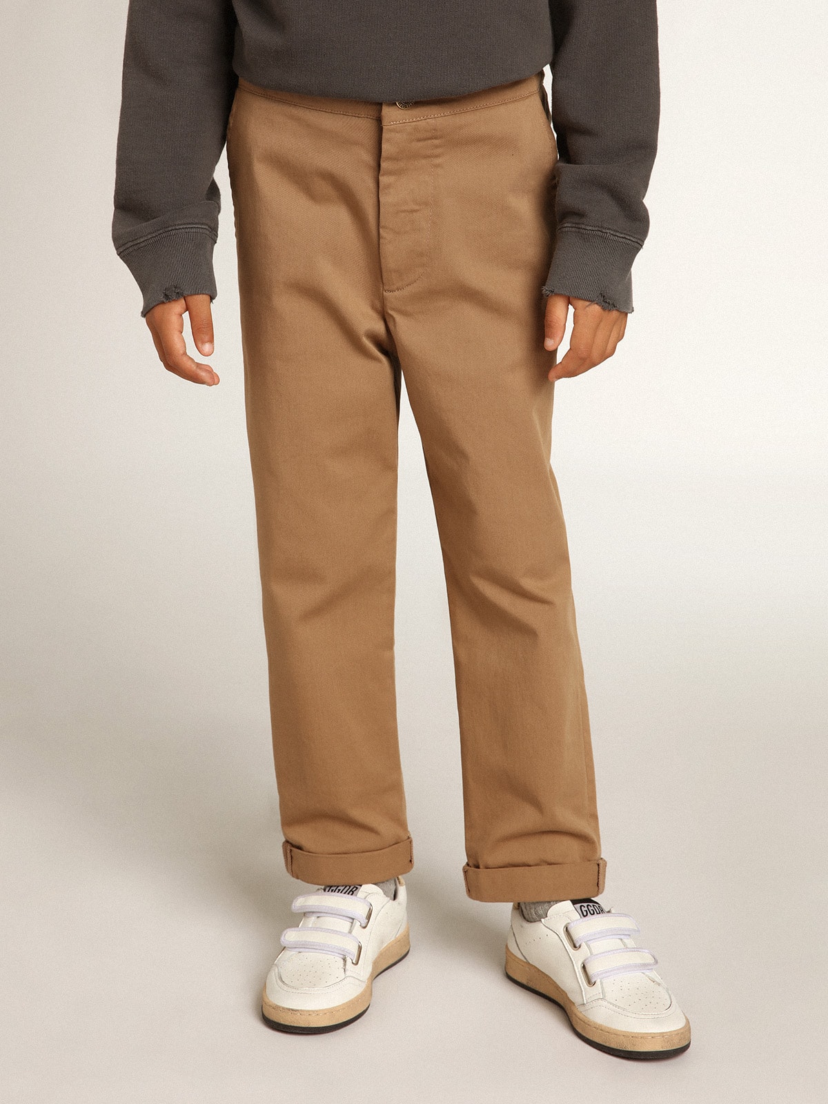 Boys' chinos in caramel cotton