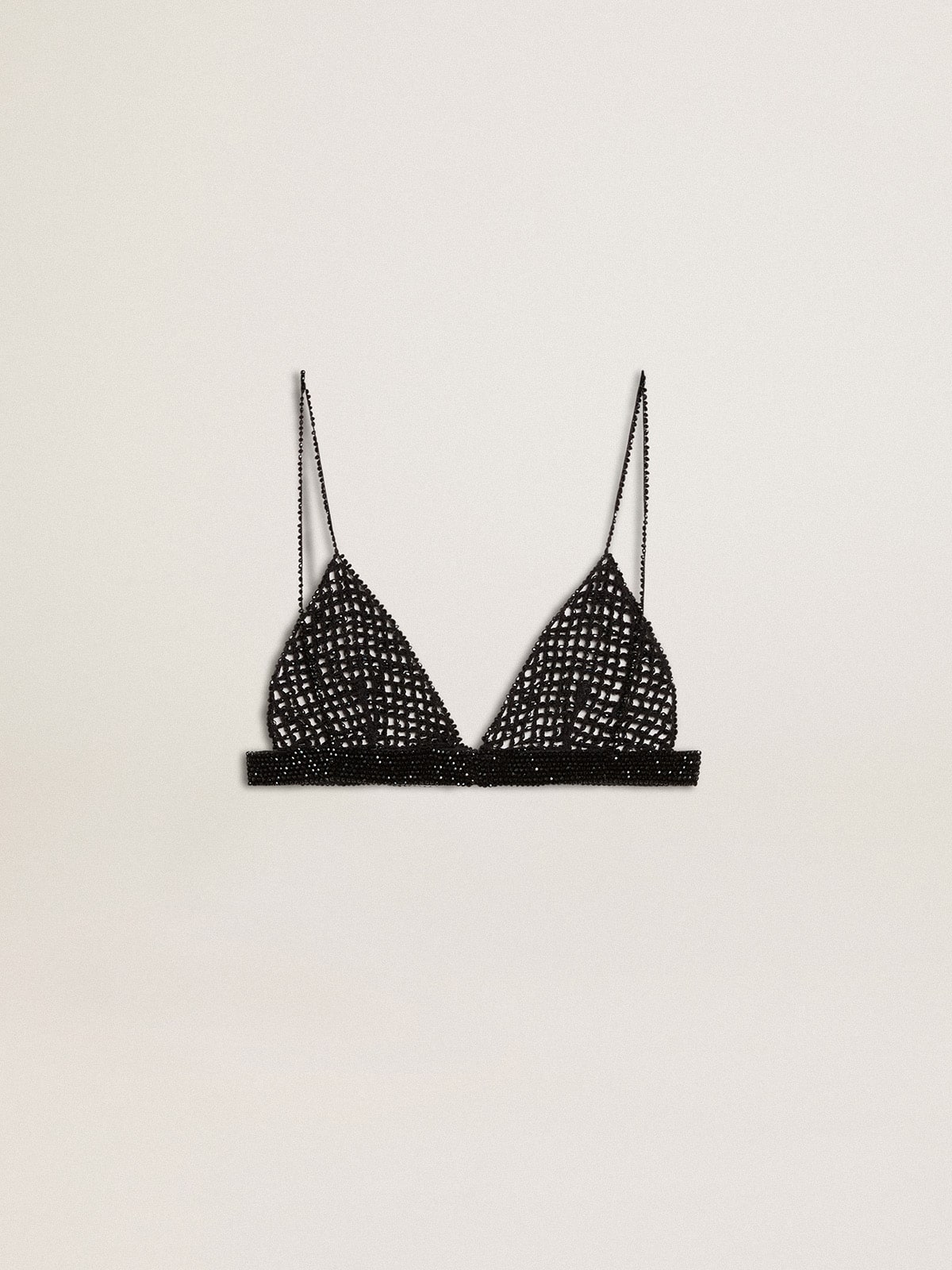 Women's black crochet top with crystals