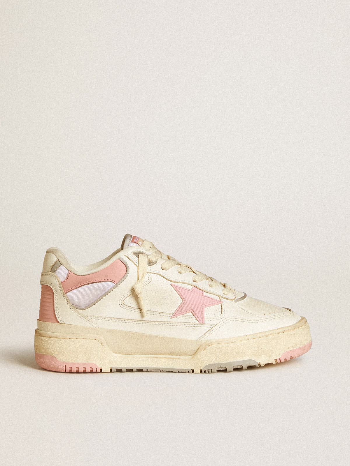 Women's Forty2 with pink star and white leather heel tab