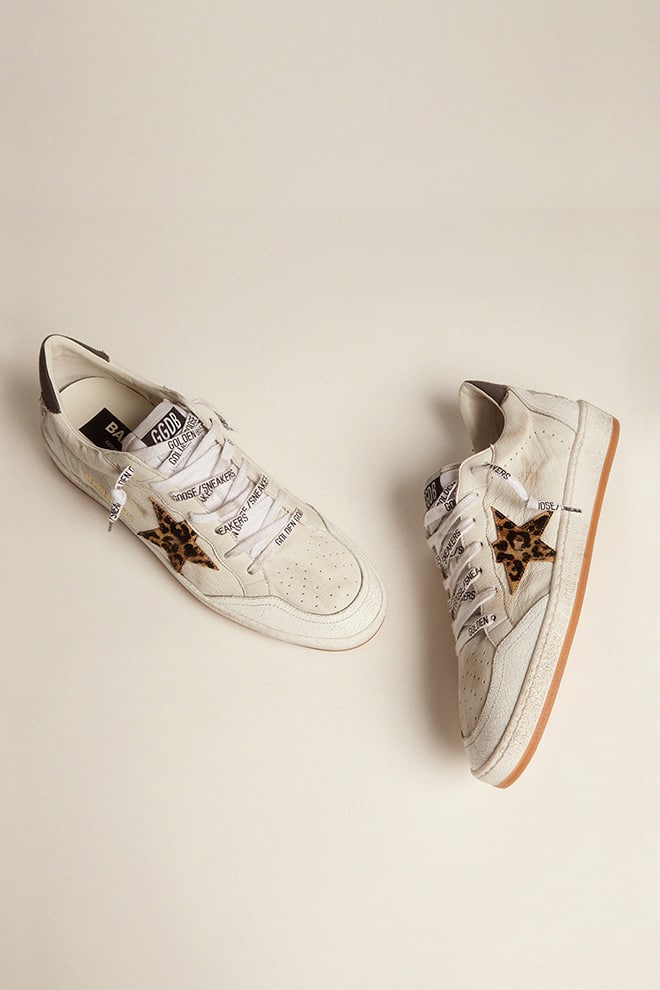 Women's Ball Star in nappa leather with leopard star and black heel tab